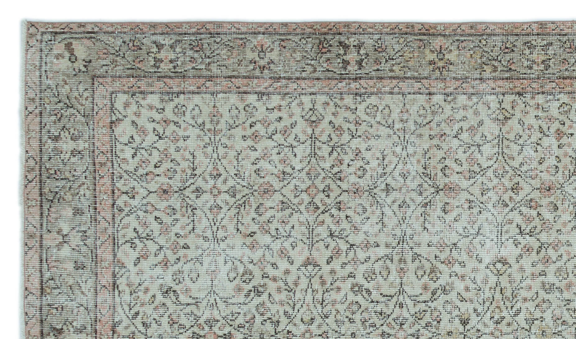 Atina Grey Vintage Wool Handmade Area Rug 5'0" x 8'9"