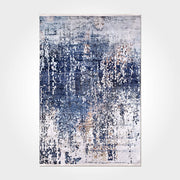 Modern Chenille Area Rug – Washable Non Slip Blue Cotton Polyester Carpet