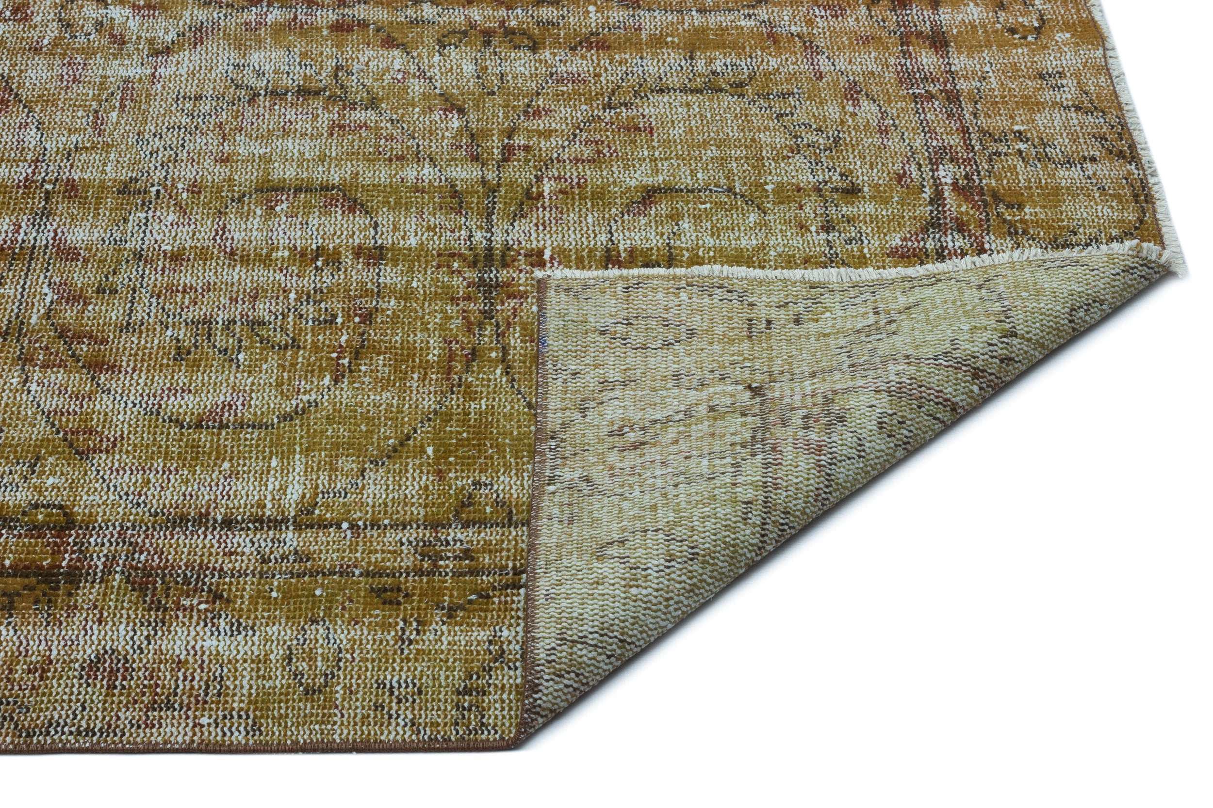 Atina Cream Vintage Wool Handmade Area Rug 5'4" x 9'3"