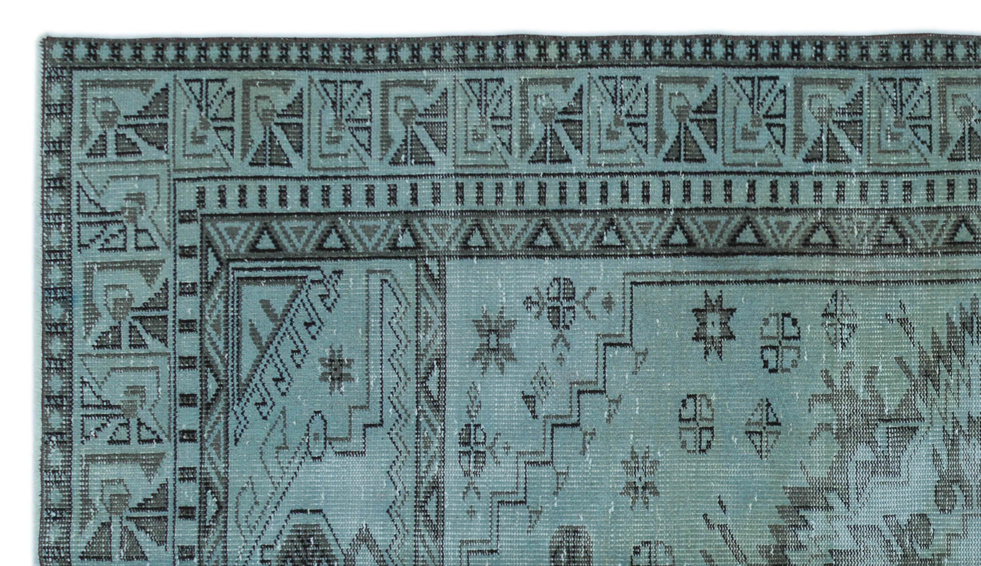 Atina Blue Vintage Wool Handmade Area Rug 5'3" x 8'11"