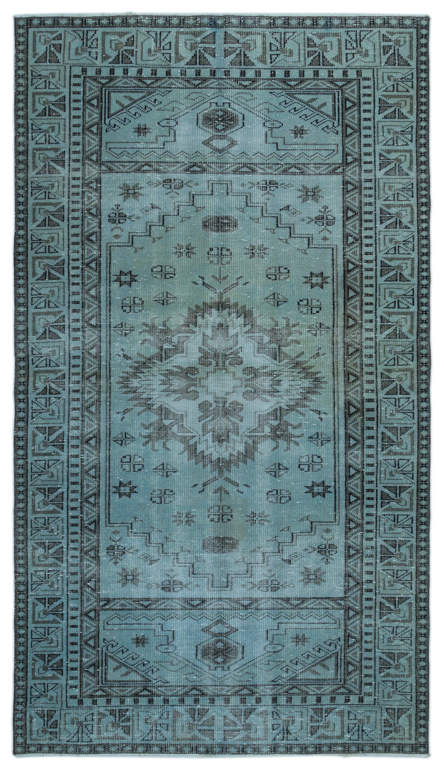 Atina Blue Vintage Wool Handmade Area Rug 5'3" x 8'11"