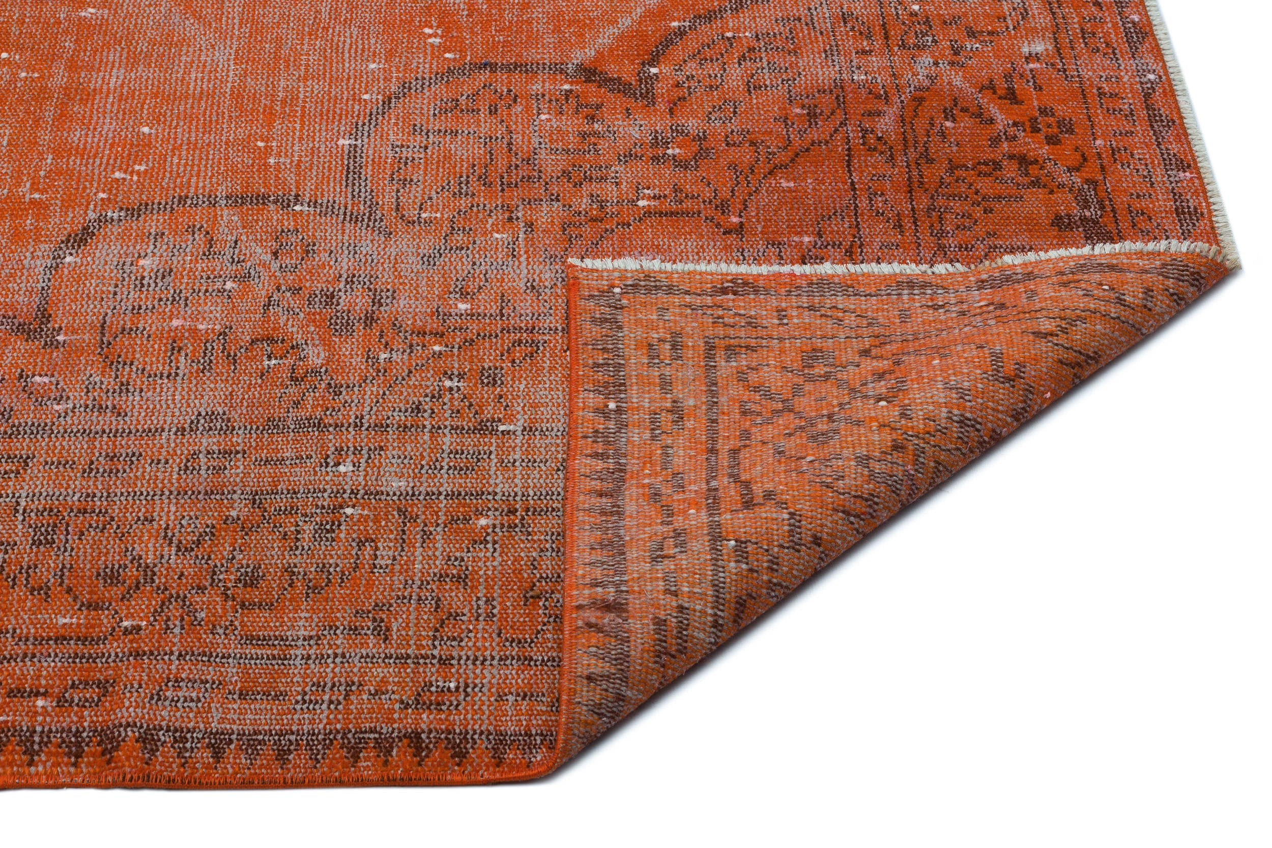 Atina Orange Vintage Wool Handmade Area Rug 5'10" x 9'7"