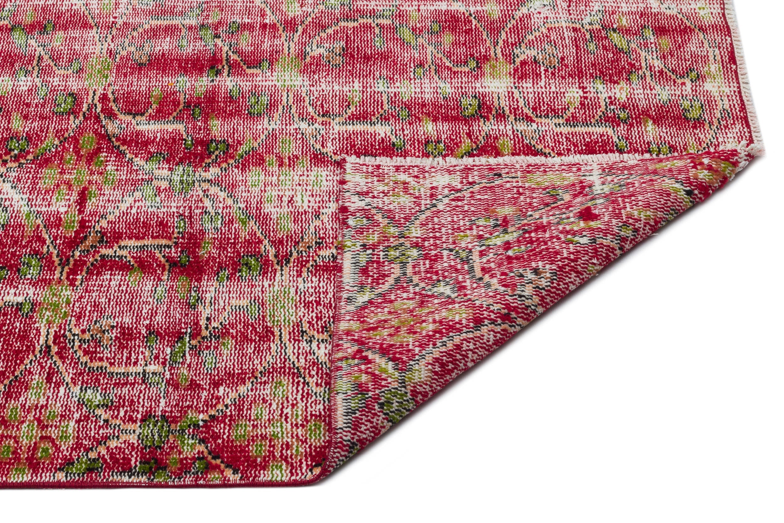 Atina Red Vintage Wool Handmade Area Rug 5'7" x 9'1"