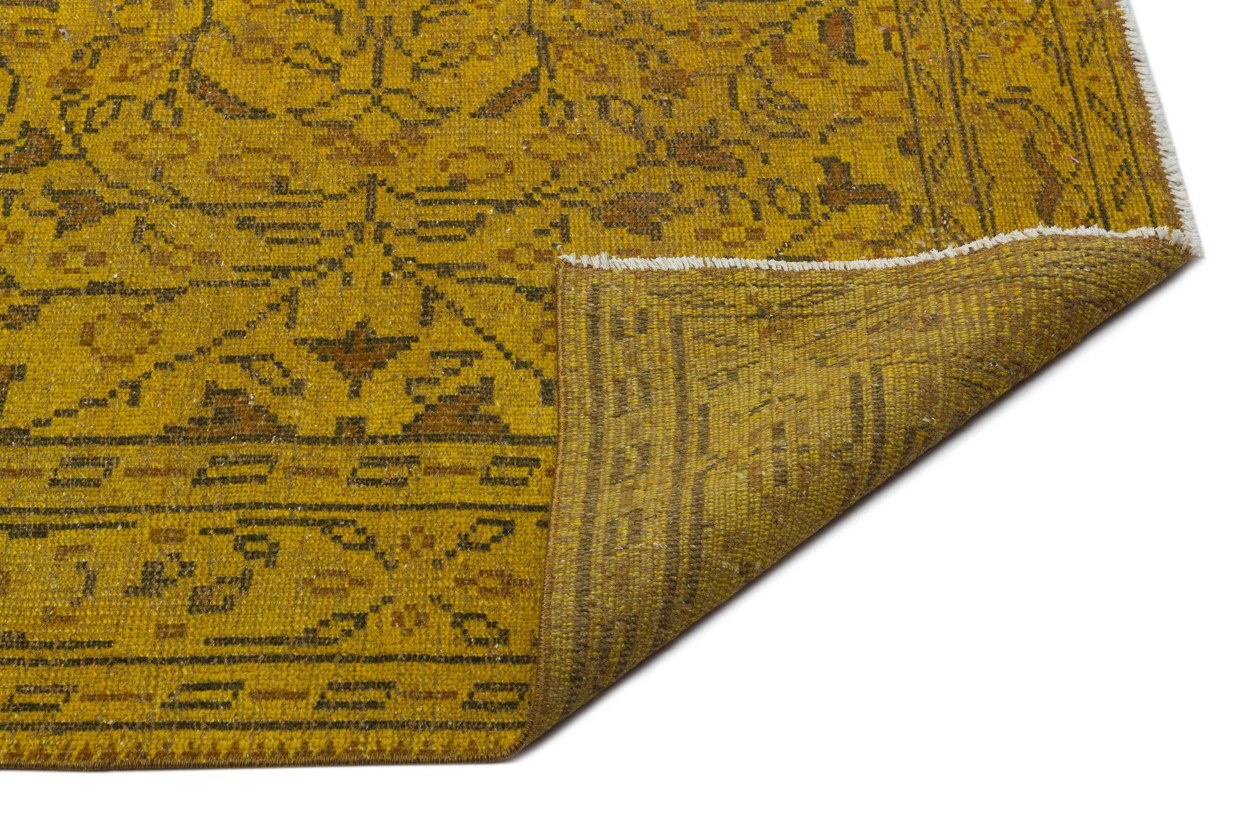 Atina Yellow Vintage Wool Handmade Area Rug 6'0" x 8'8"