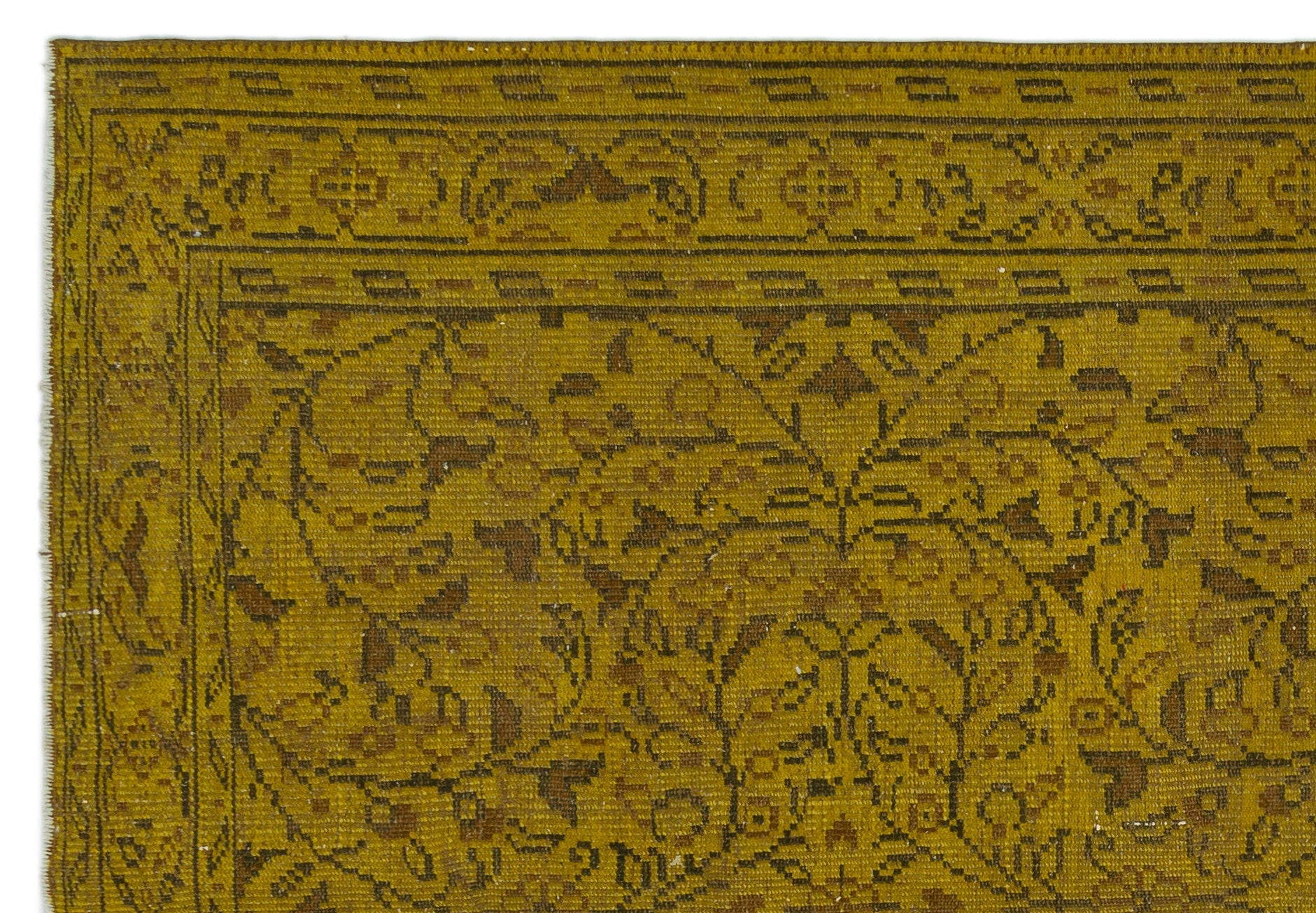 Atina Yellow Vintage Wool Handmade Area Rug 6'0" x 8'8"