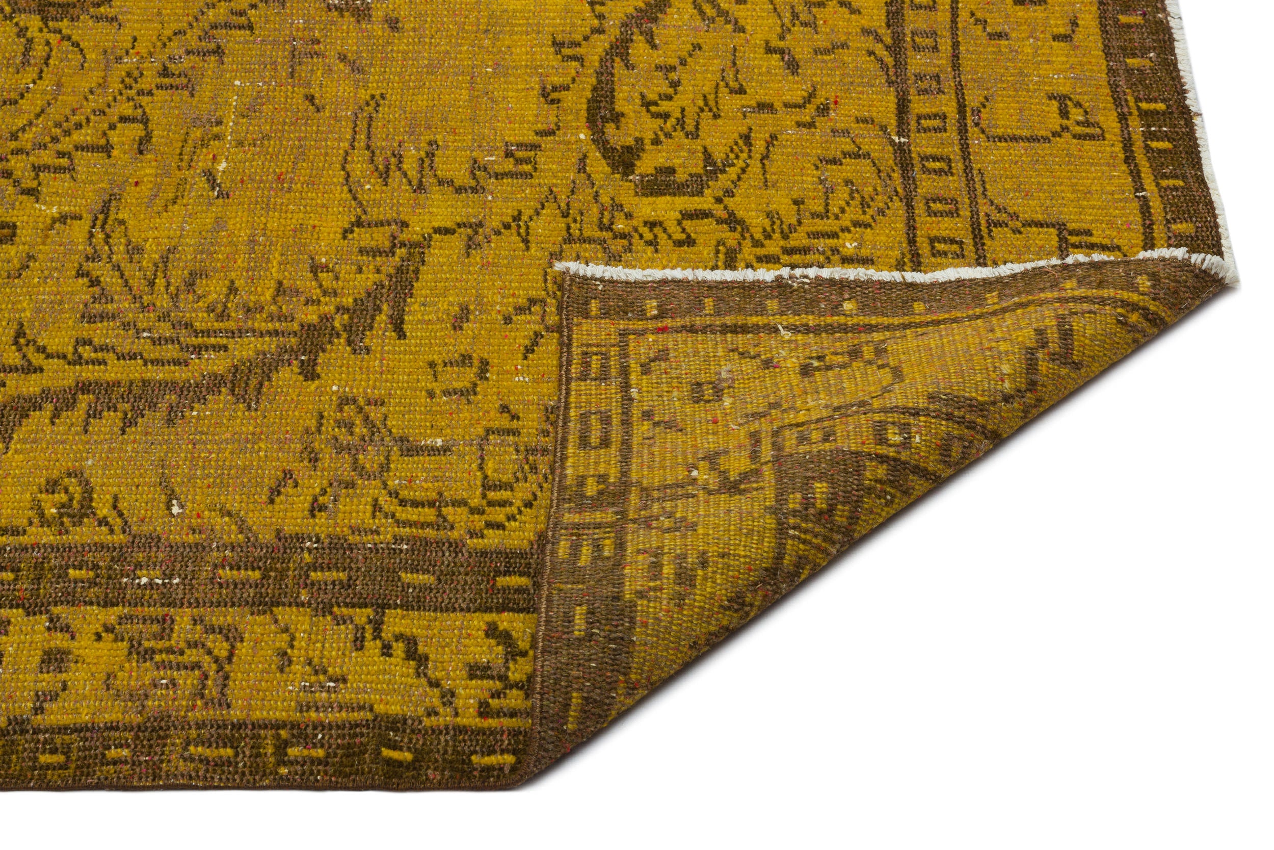 Atina Yellow Vintage Wool Handmade Area Rug 5'9" x 8'6"