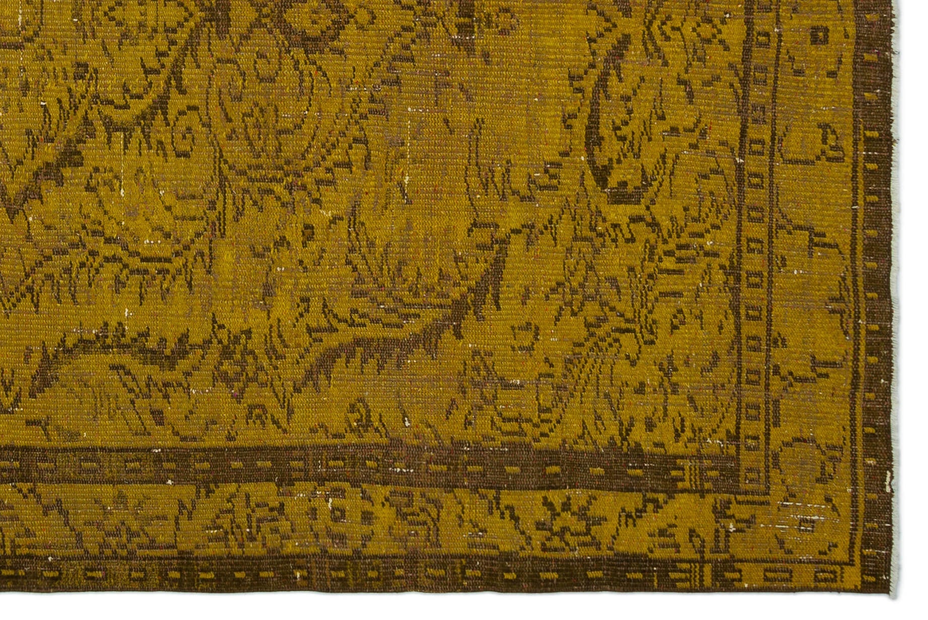 Atina Yellow Vintage Wool Handmade Area Rug 5'9" x 8'6"
