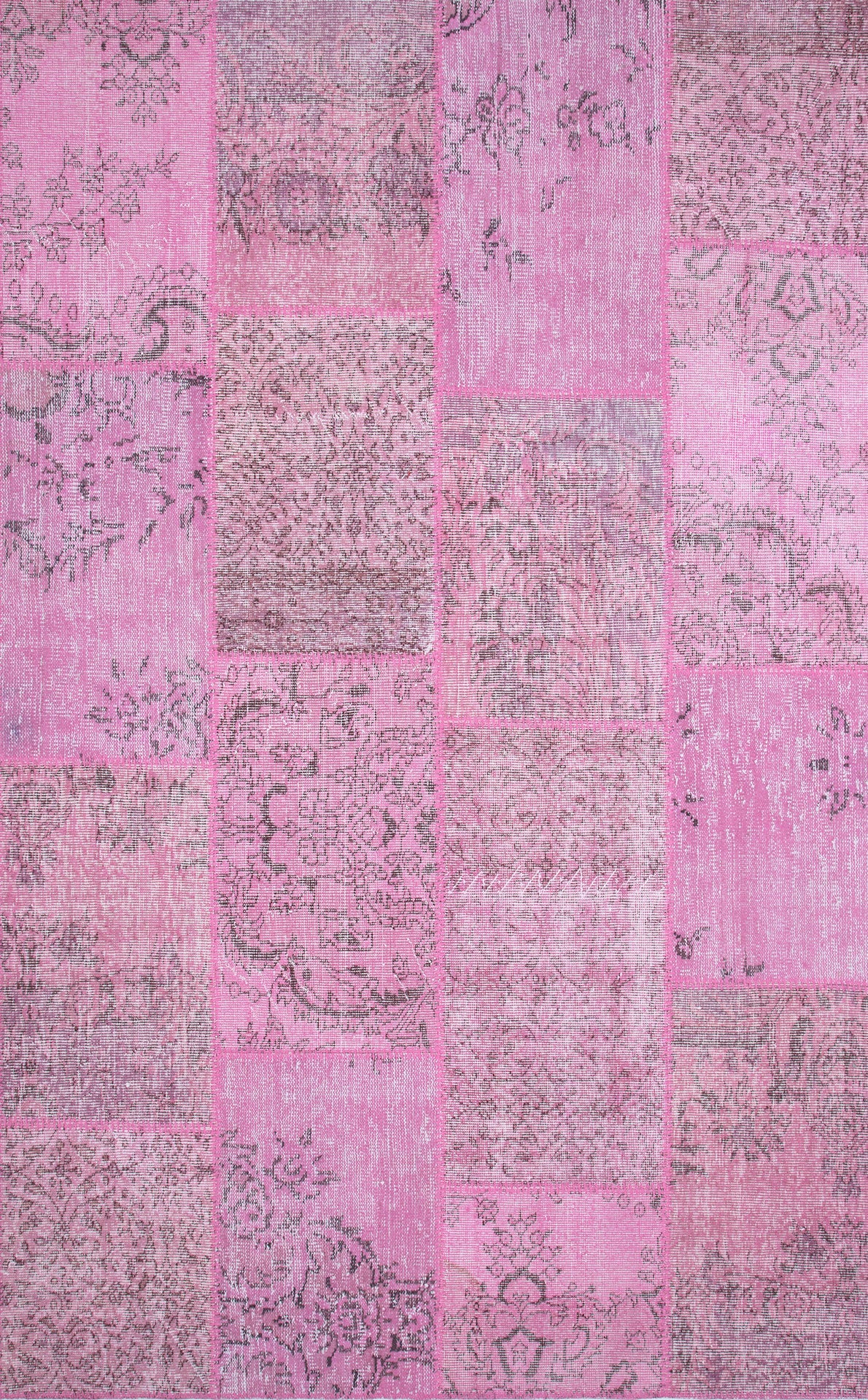 Handmade Wool Area Rug – Pink Patchwork Flatweave Carpet, Soft Texture