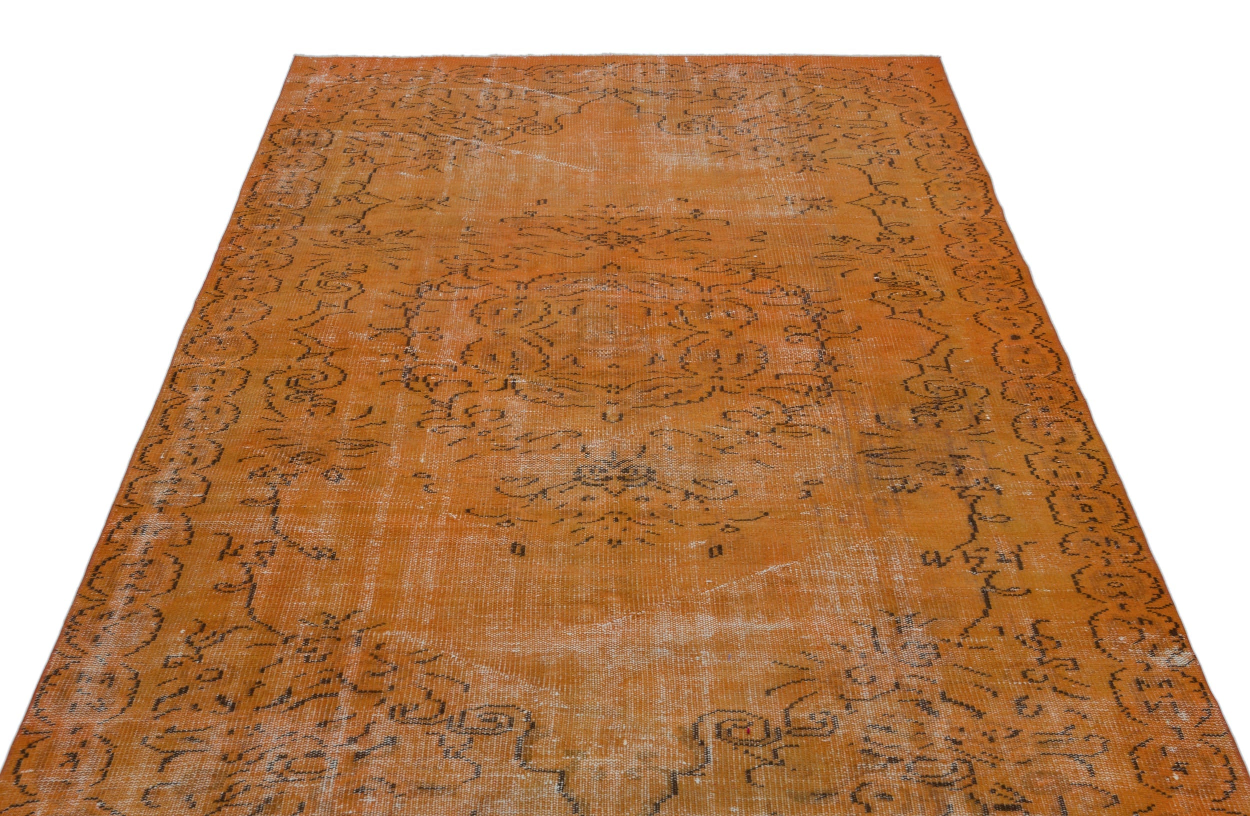 Atina Orange Vintage Wool Handmade Area Rug 5'6" x 8'11"