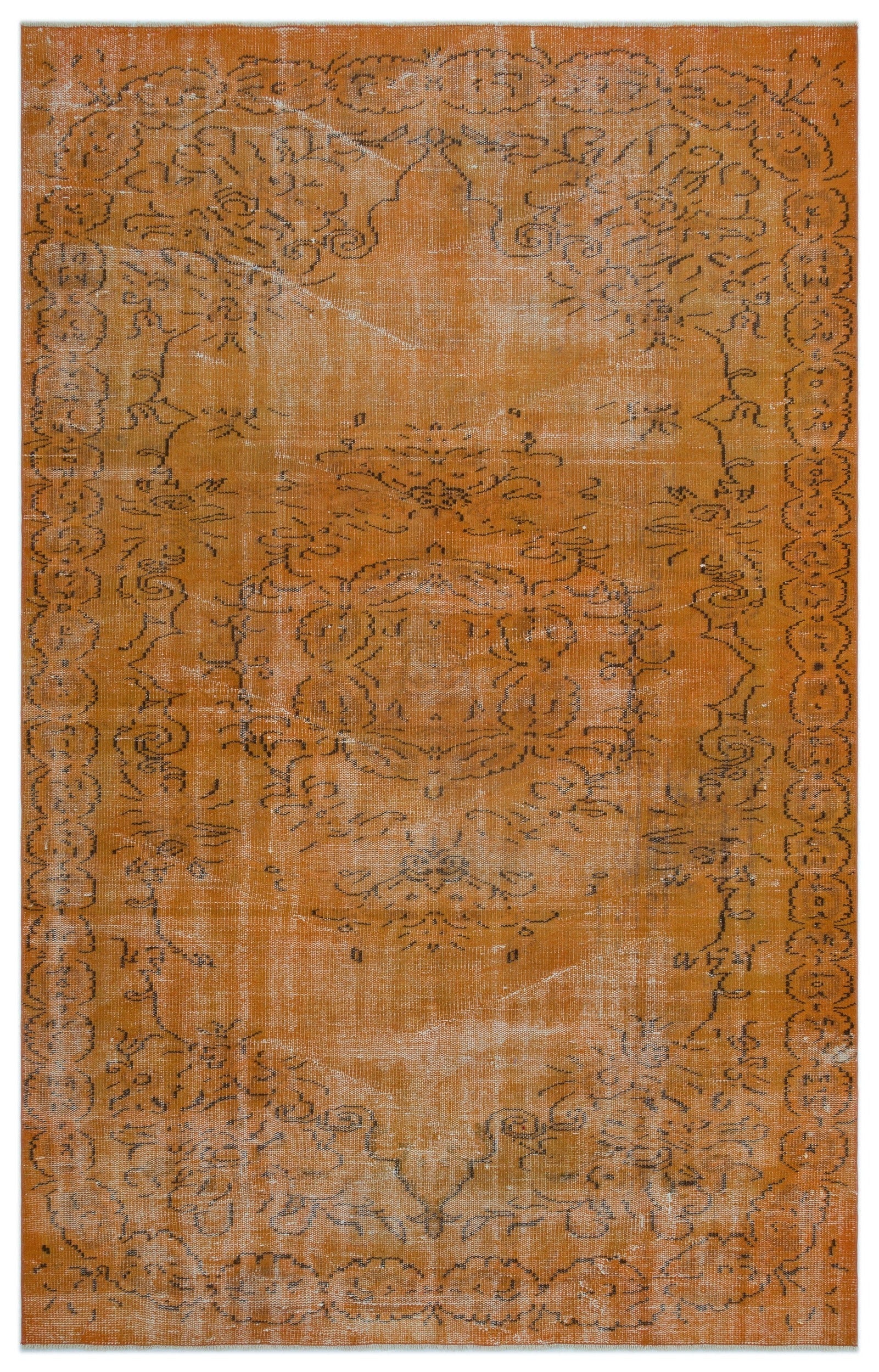 Atina Orange Vintage Wool Handmade Area Rug 5'6" x 8'11"