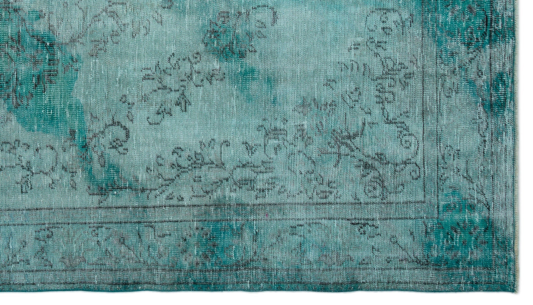 Atina Turquoise Vintage Wool Handmade Area Rug 5'10" x 9'9"