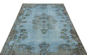 Atina Blue Vintage Wool Handmade Area Rug 5'7" x 8'10"