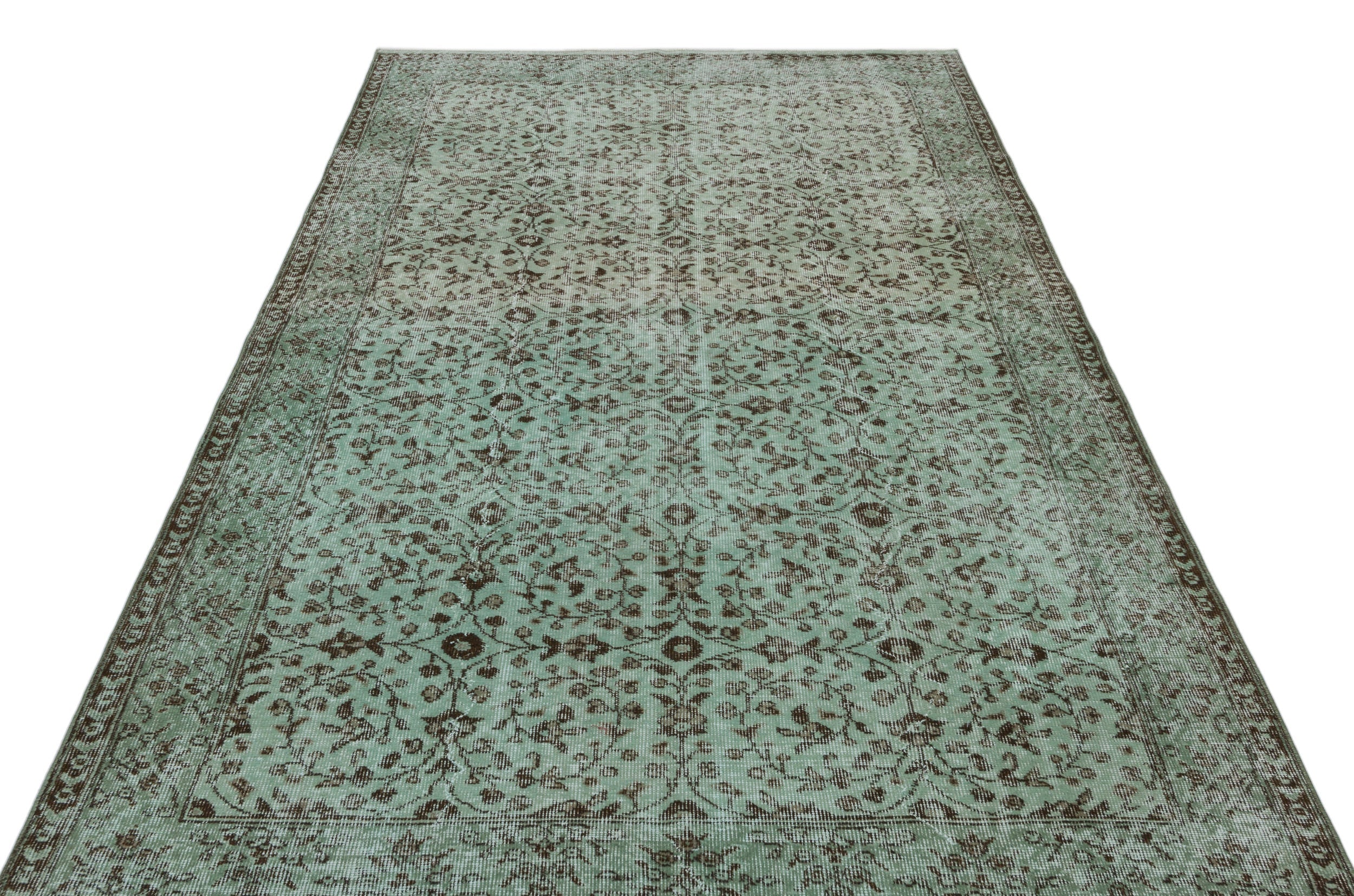 Atina Green Vintage Wool Handmade Area Rug 5'9" x 9'5"