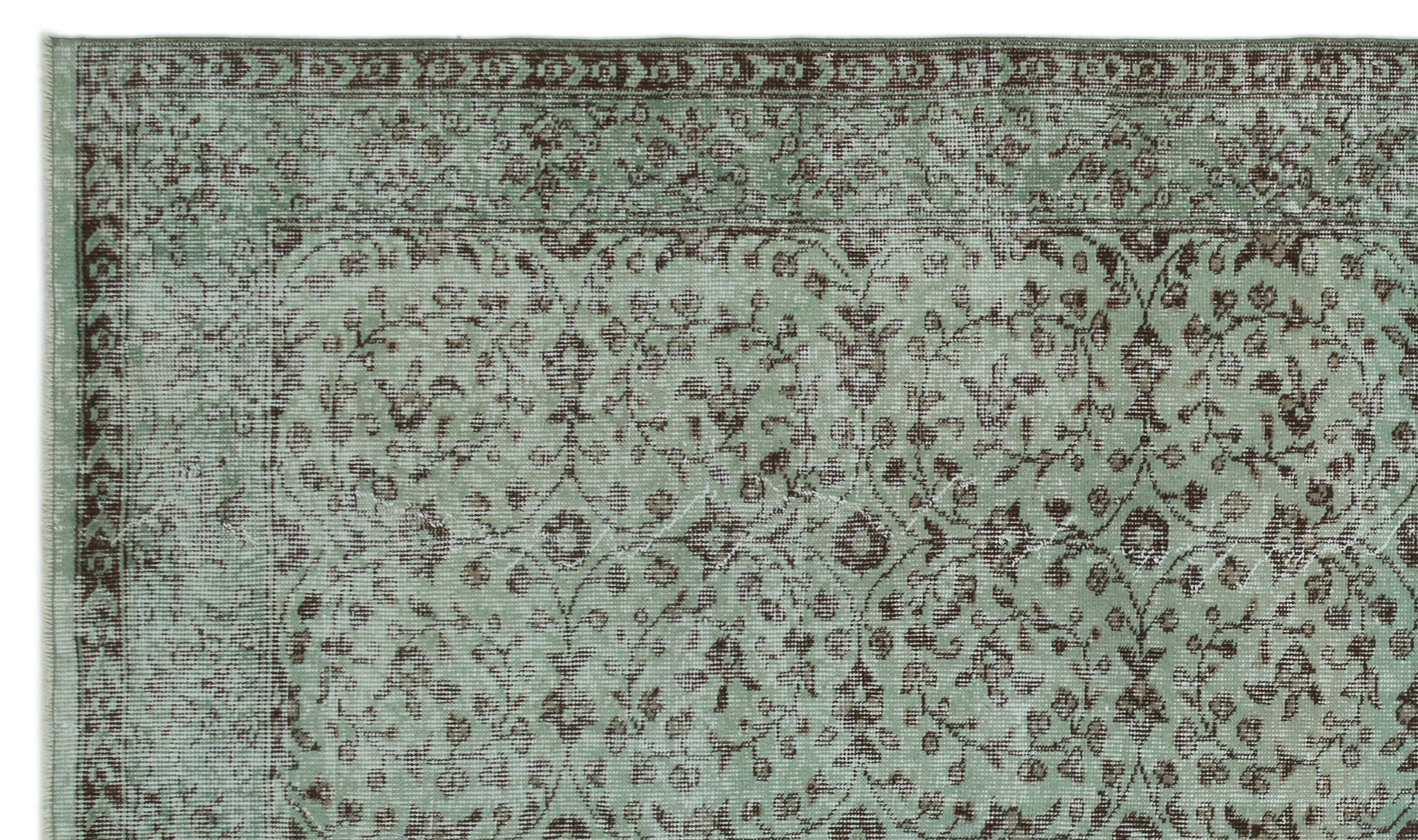 Atina Green Vintage Wool Handmade Area Rug 5'9" x 9'5"