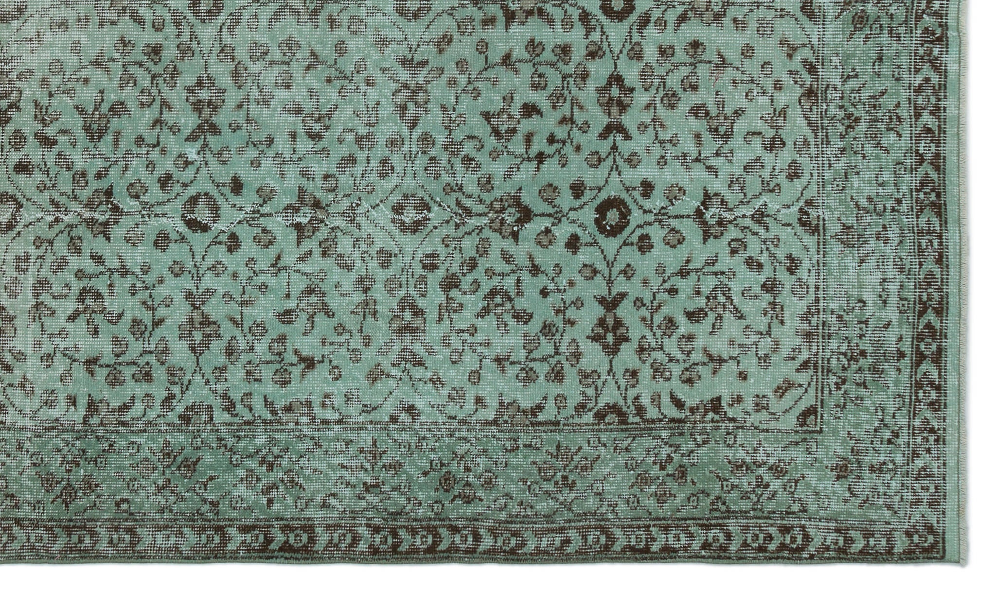 Atina Green Vintage Wool Handmade Area Rug 5'9" x 9'5"
