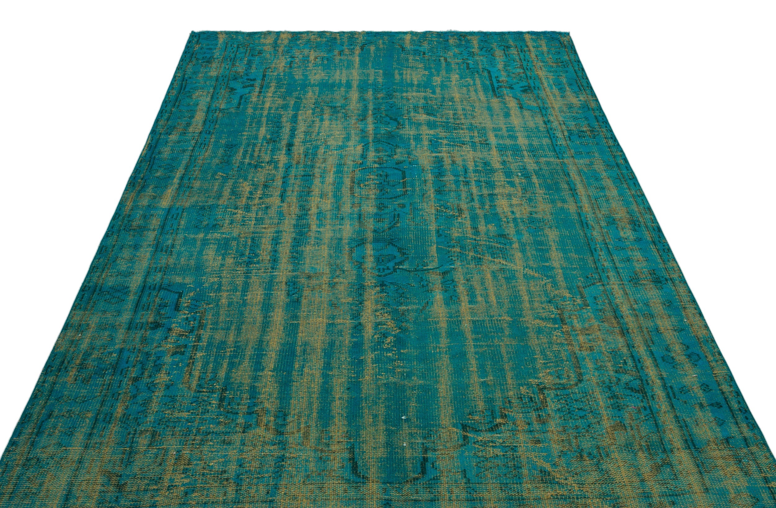 Atina Turquoise Vintage Wool Handmade Area Rug 6'0" x 9'5"