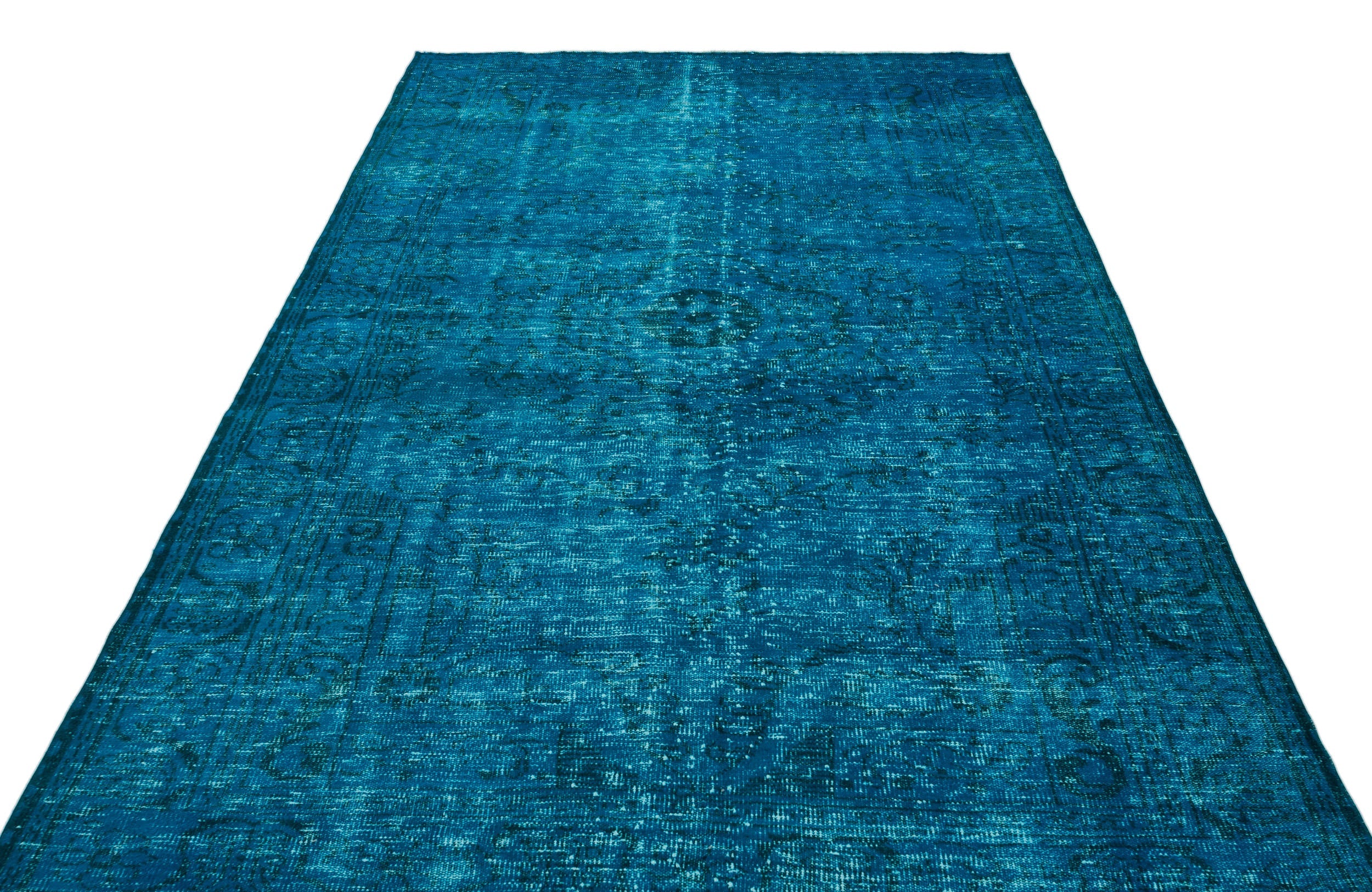Atina Turquoise Vintage Wool Handmade Area Rug 5'7" x 10'0"