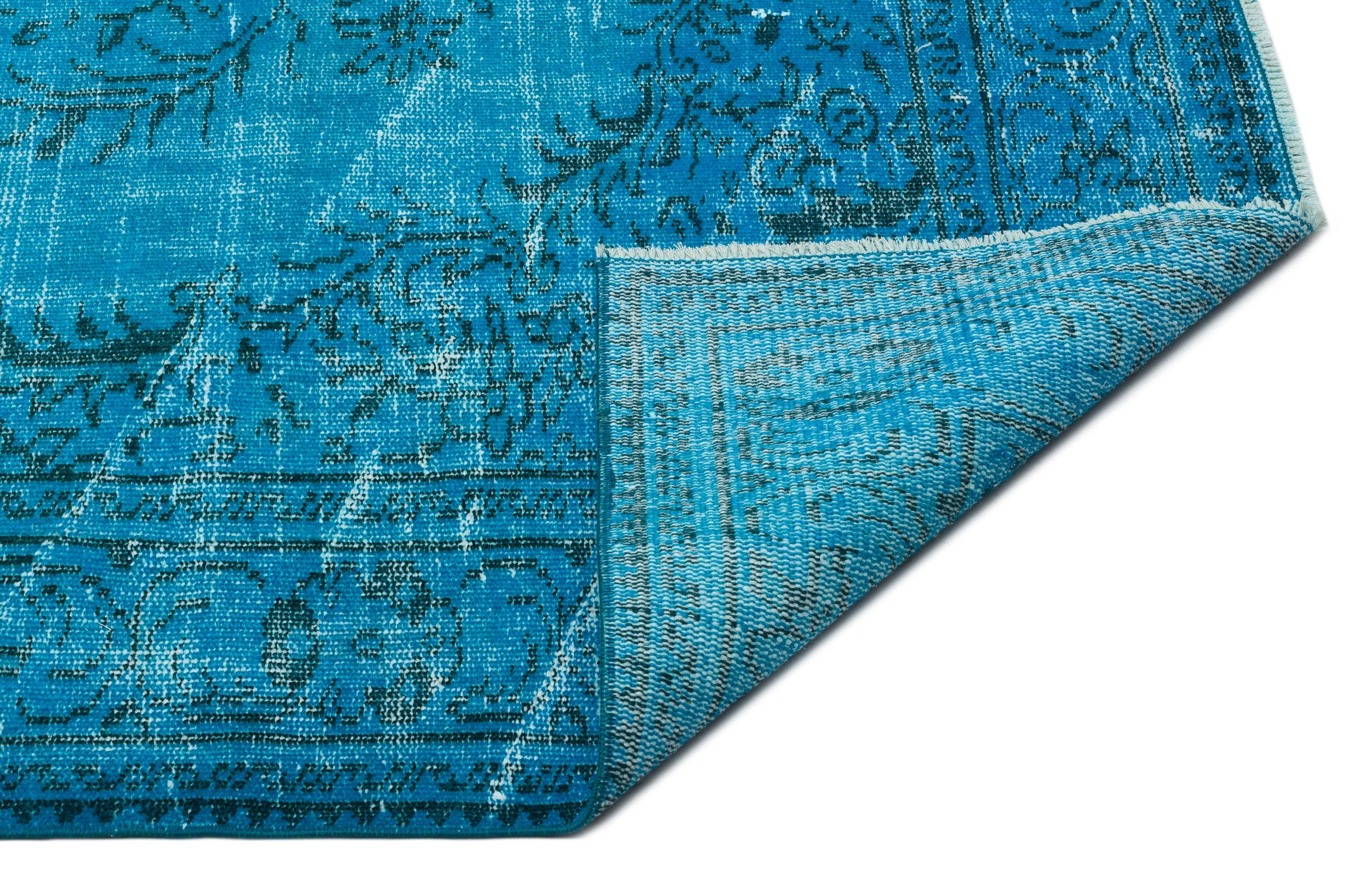 Atina Turquoise Vintage Wool Handmade Area Rug 5'8" x 9'6"