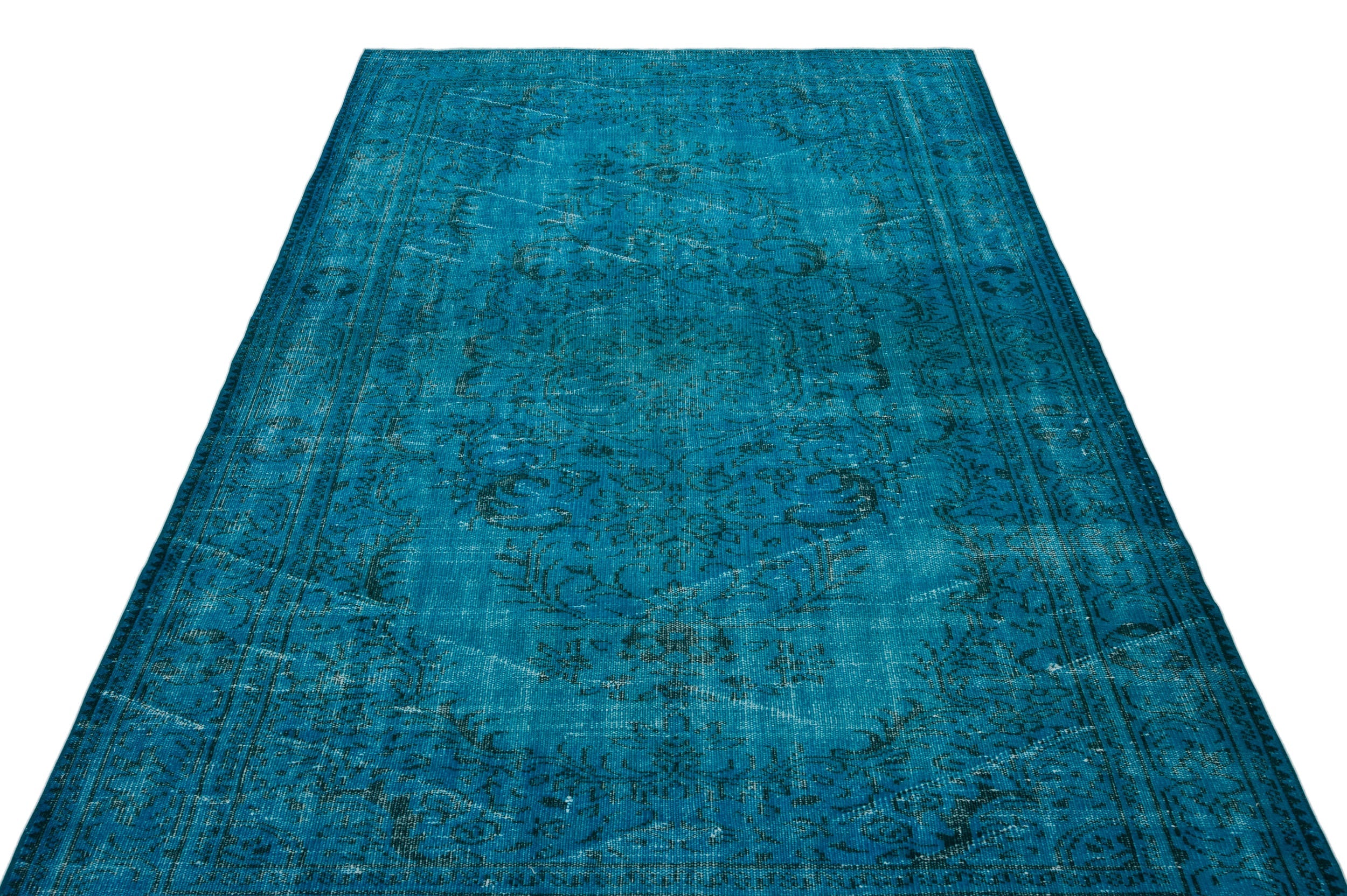 Atina Turquoise Vintage Wool Handmade Area Rug 5'8" x 9'6"