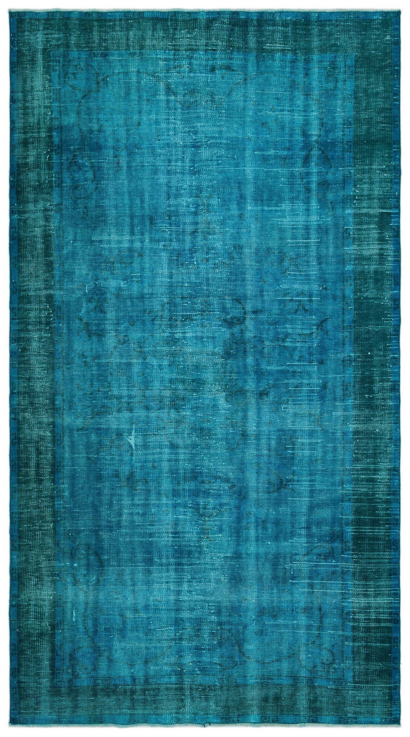 Atina Turquoise Vintage Wool Handmade Area Rug 5'3" x 9'8"