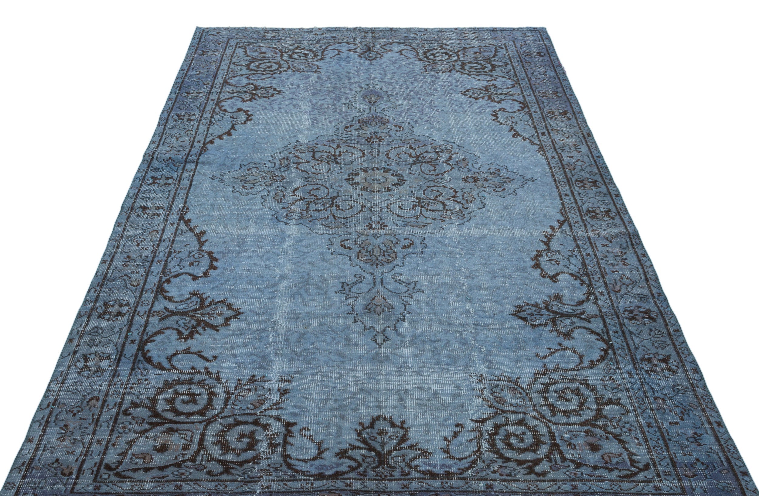 Atina Blue Vintage Wool Handmade Area Rug 5'5" x 8'8"