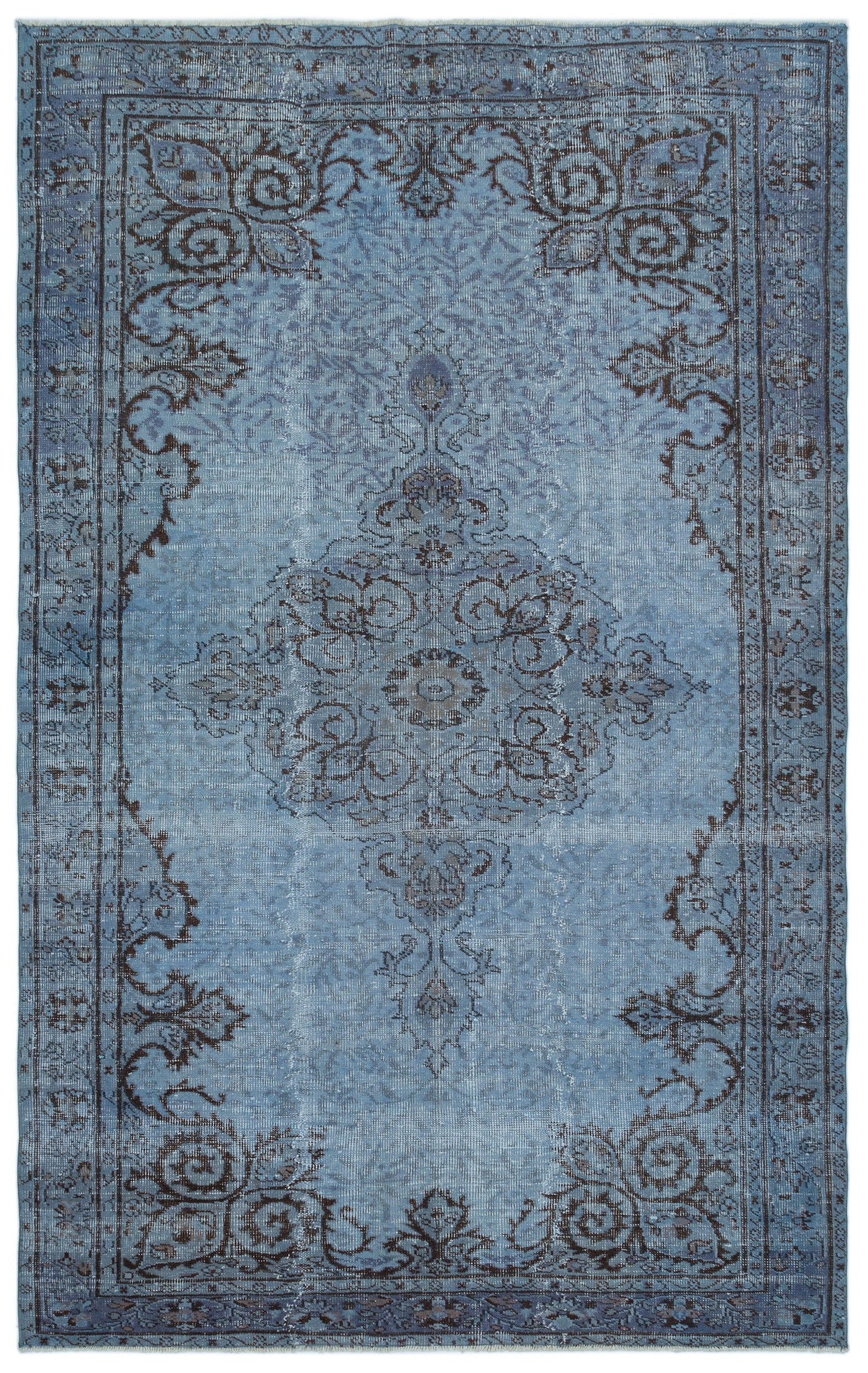 Atina Blue Vintage Wool Handmade Area Rug 5'5" x 8'8"