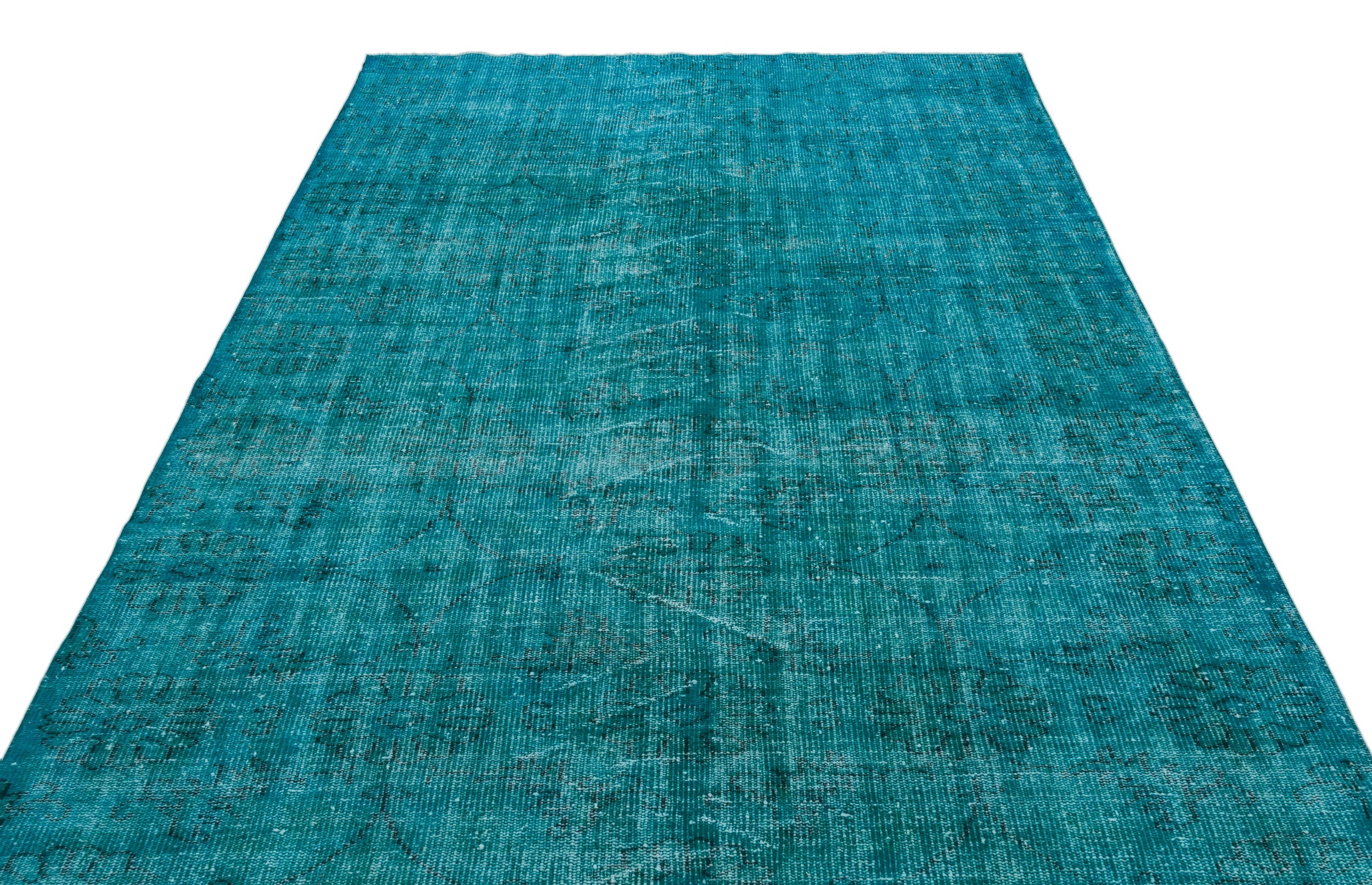 Atina Turquoise Vintage Wool Handmade Area Rug 6'2" x 9'10"