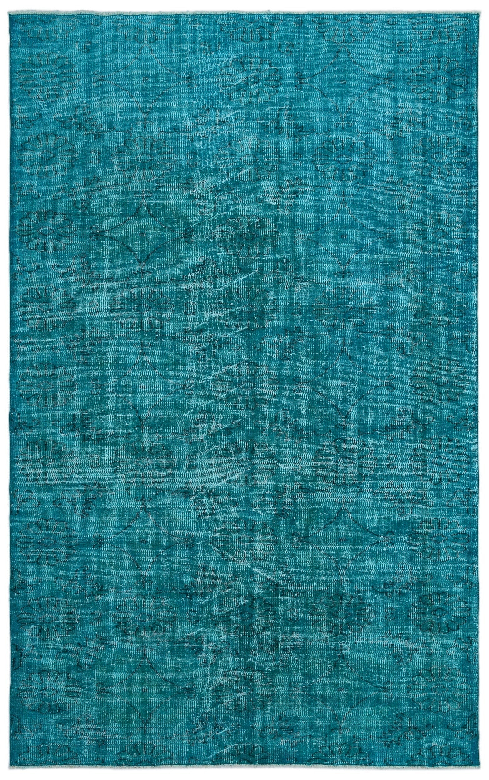 Atina Turquoise Vintage Wool Handmade Area Rug 6'2" x 9'10"