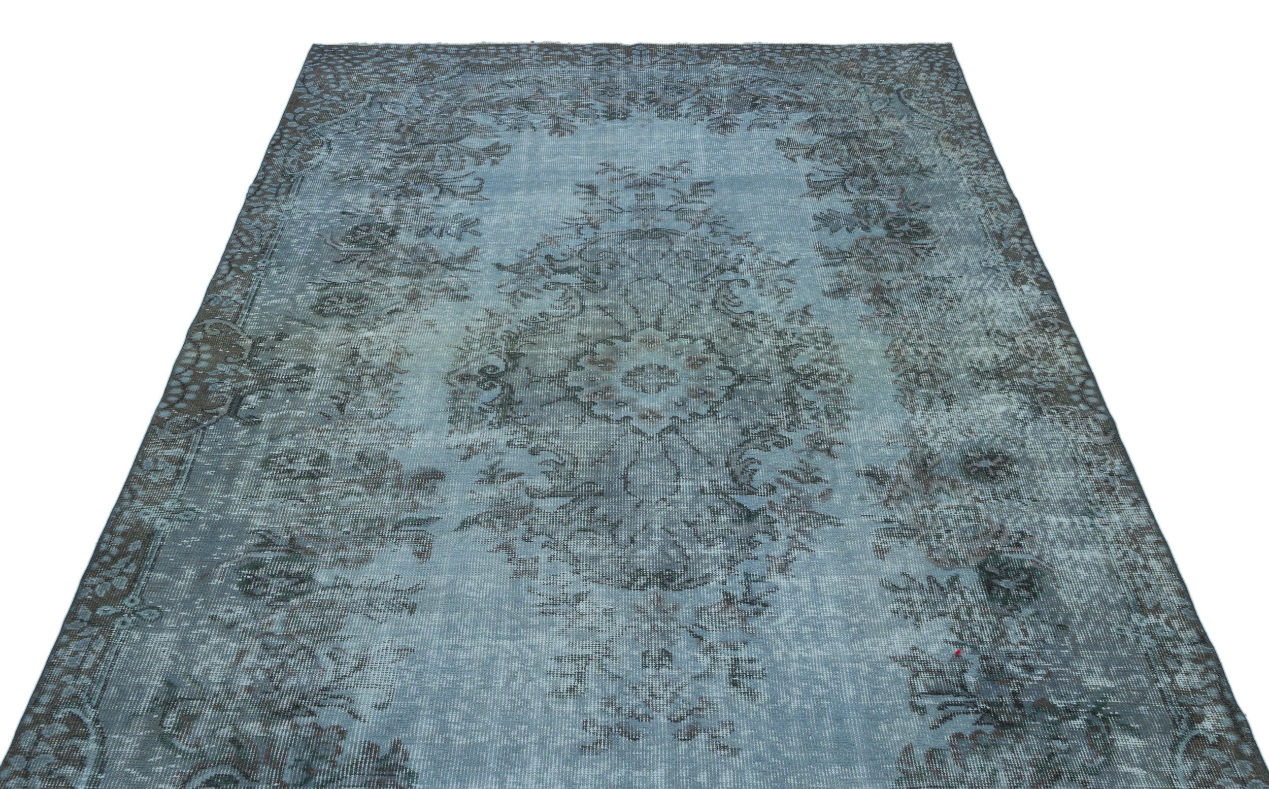 Atina Blue Vintage Wool Handmade Area Rug 5'5" x 9'3"