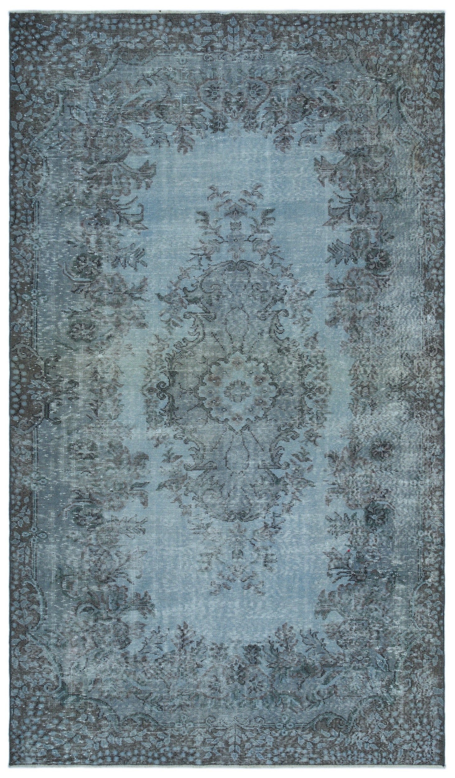 Atina Blue Vintage Wool Handmade Area Rug 5'5" x 9'3"