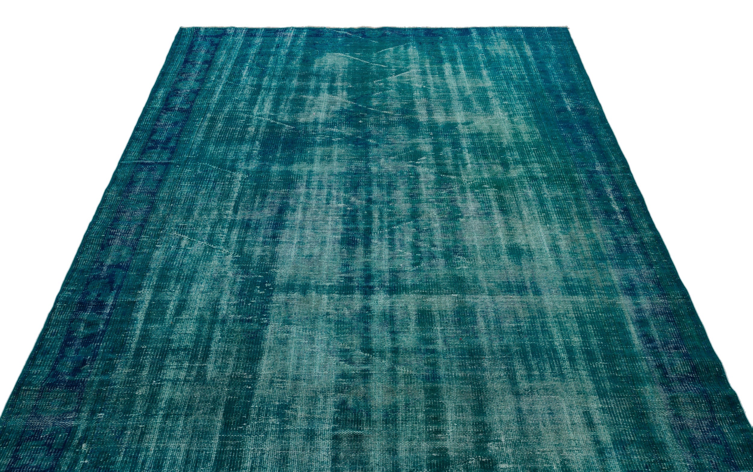 Atina Turquoise Vintage Wool Handmade Area Rug 5'8" x 9'1"
