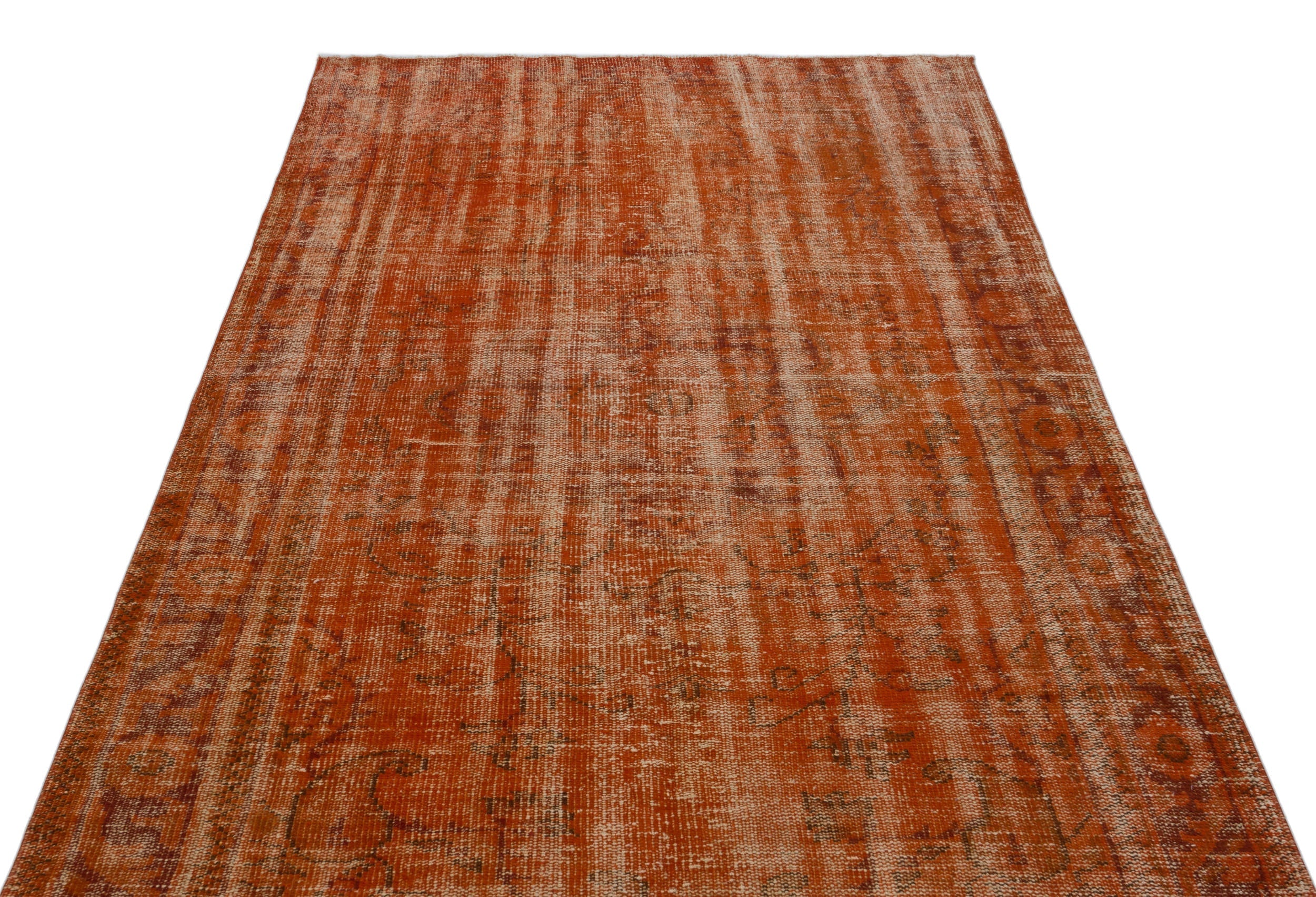 Atina Orange Vintage Wool Handmade Area Rug 5'3" x 8'11"