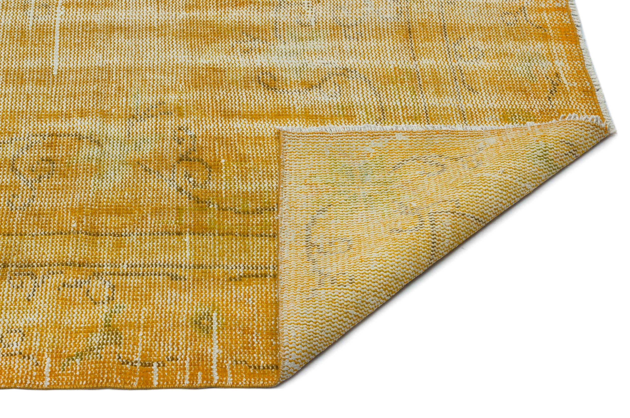 Atina Yellow Vintage Wool Handmade Area Rug 5'10" x 9'2"