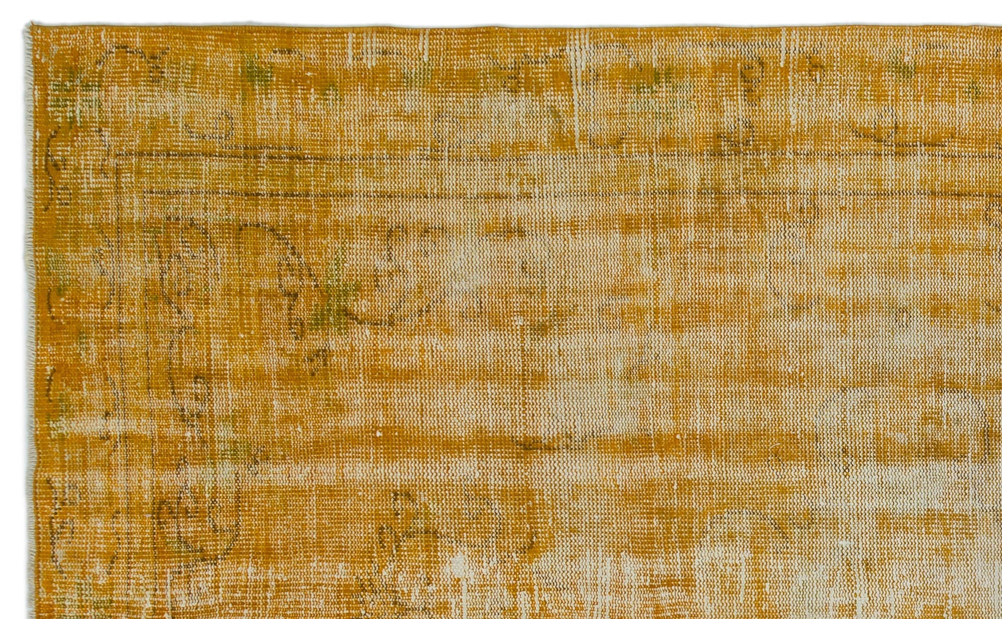 Atina Yellow Vintage Wool Handmade Area Rug 5'10" x 9'2"