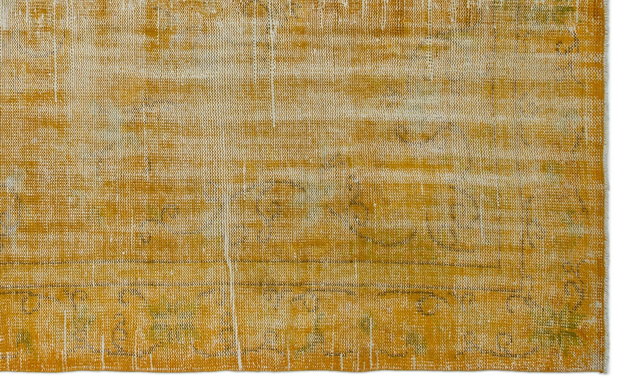 Atina Yellow Vintage Wool Handmade Area Rug 5'10" x 9'2"