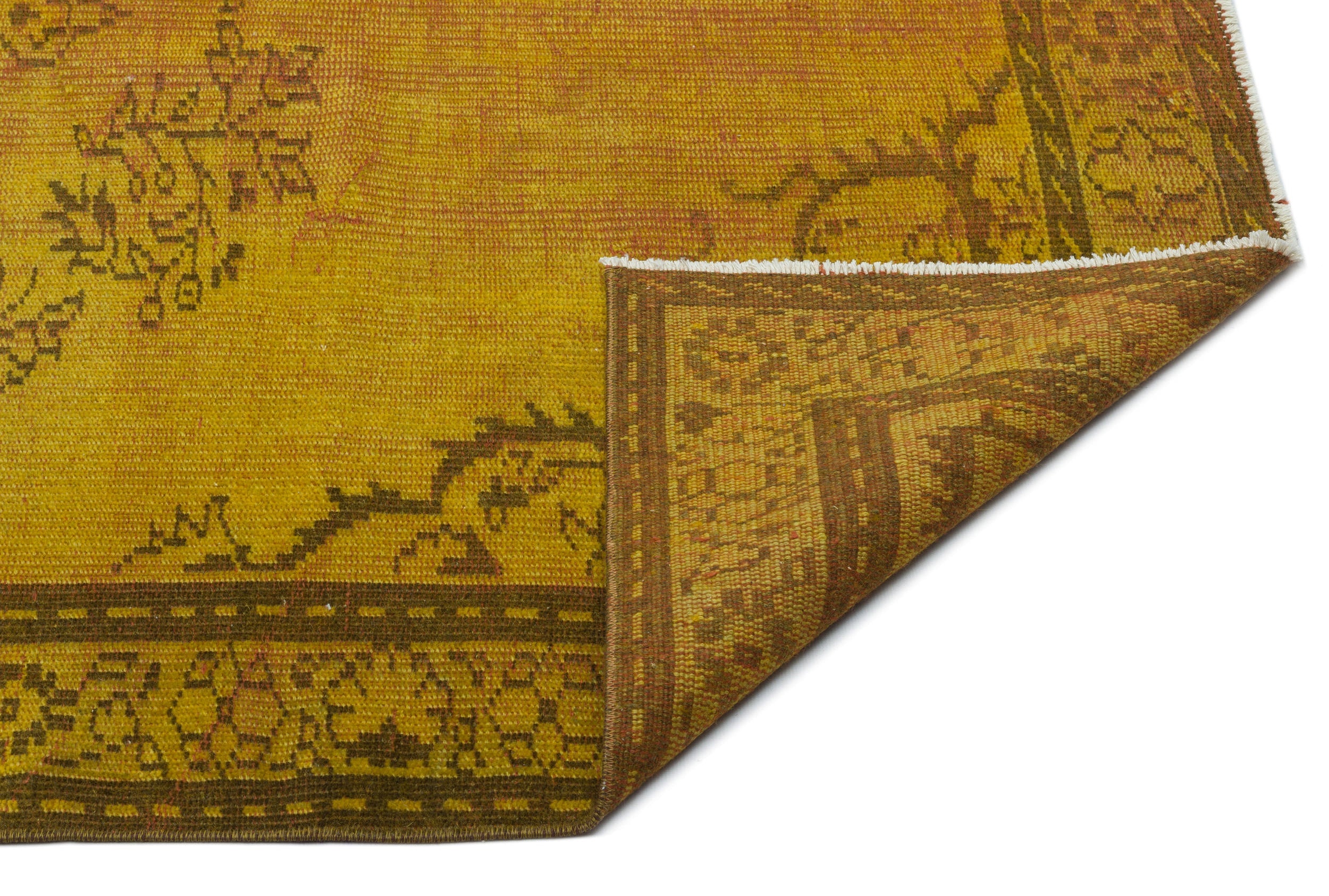 Atina Yellow Vintage Wool Handmade Area Rug 4'11" x 8'6"