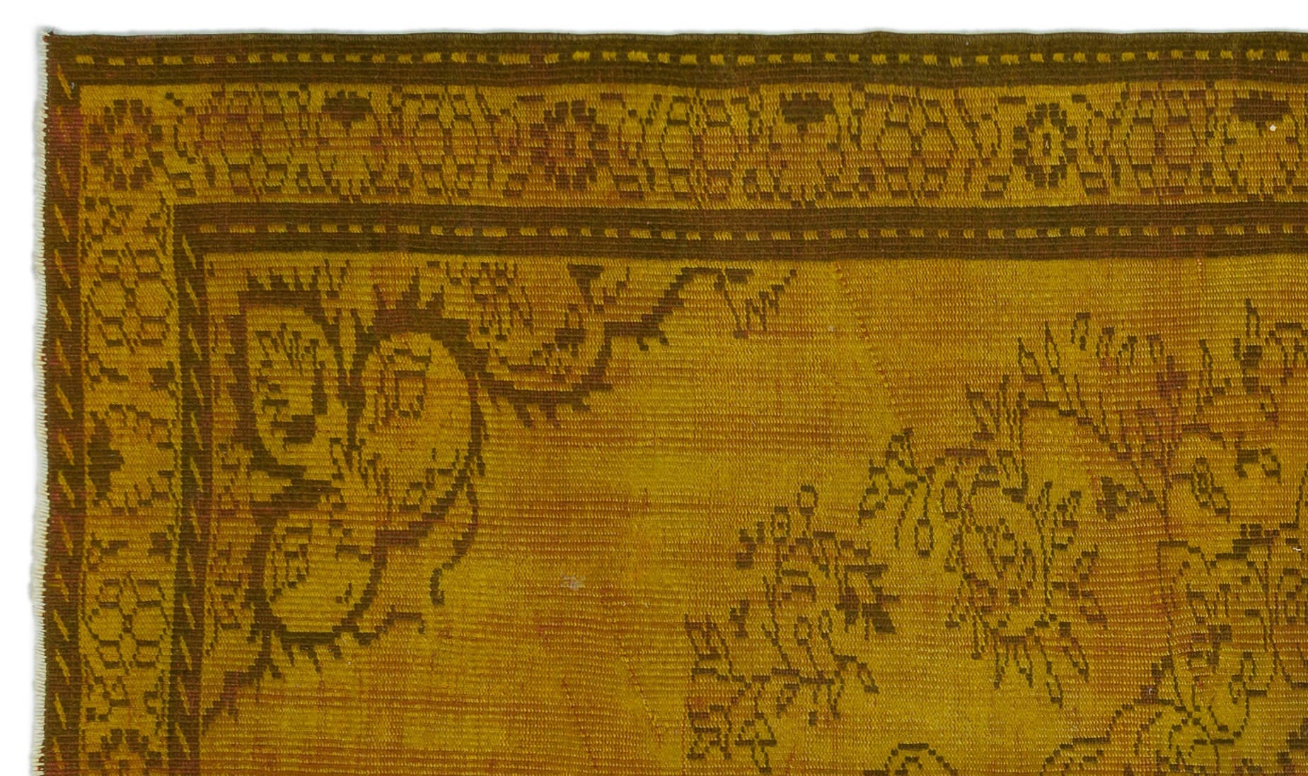 Atina Yellow Vintage Wool Handmade Area Rug 4'11" x 8'6"
