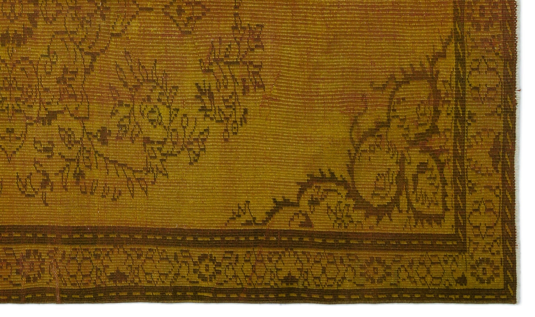 Atina Yellow Vintage Wool Handmade Area Rug 4'11" x 8'6"