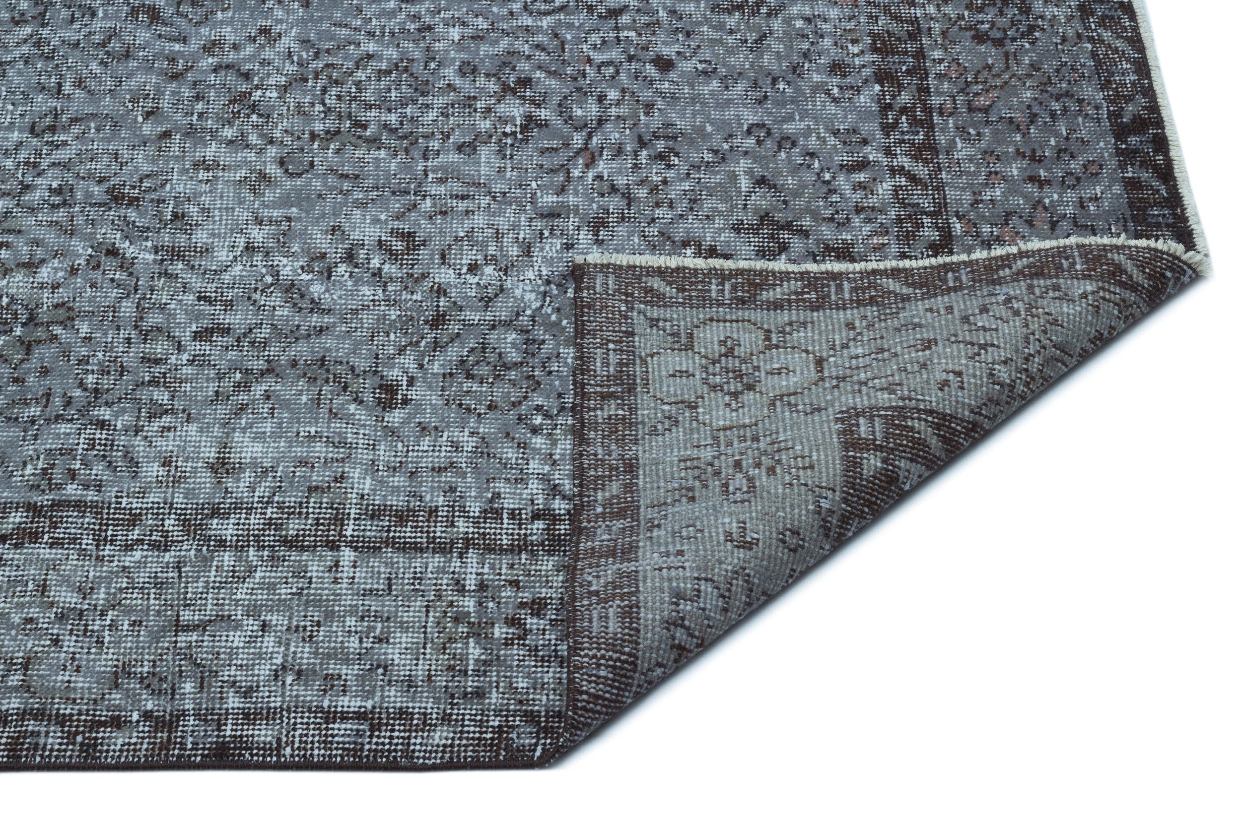 Atina Grey Vintage Wool Handmade Area Rug 5'6" x 9'8"