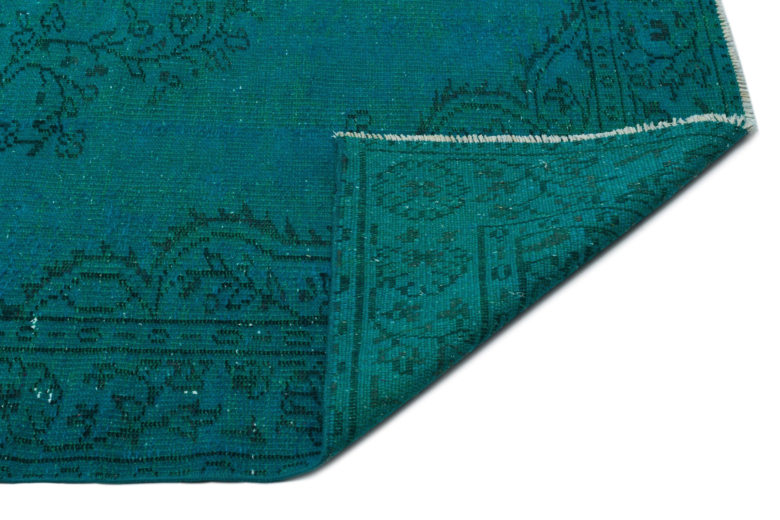 Atina Turquoise Vintage Wool Handmade Area Rug 4'6" x 10'2"