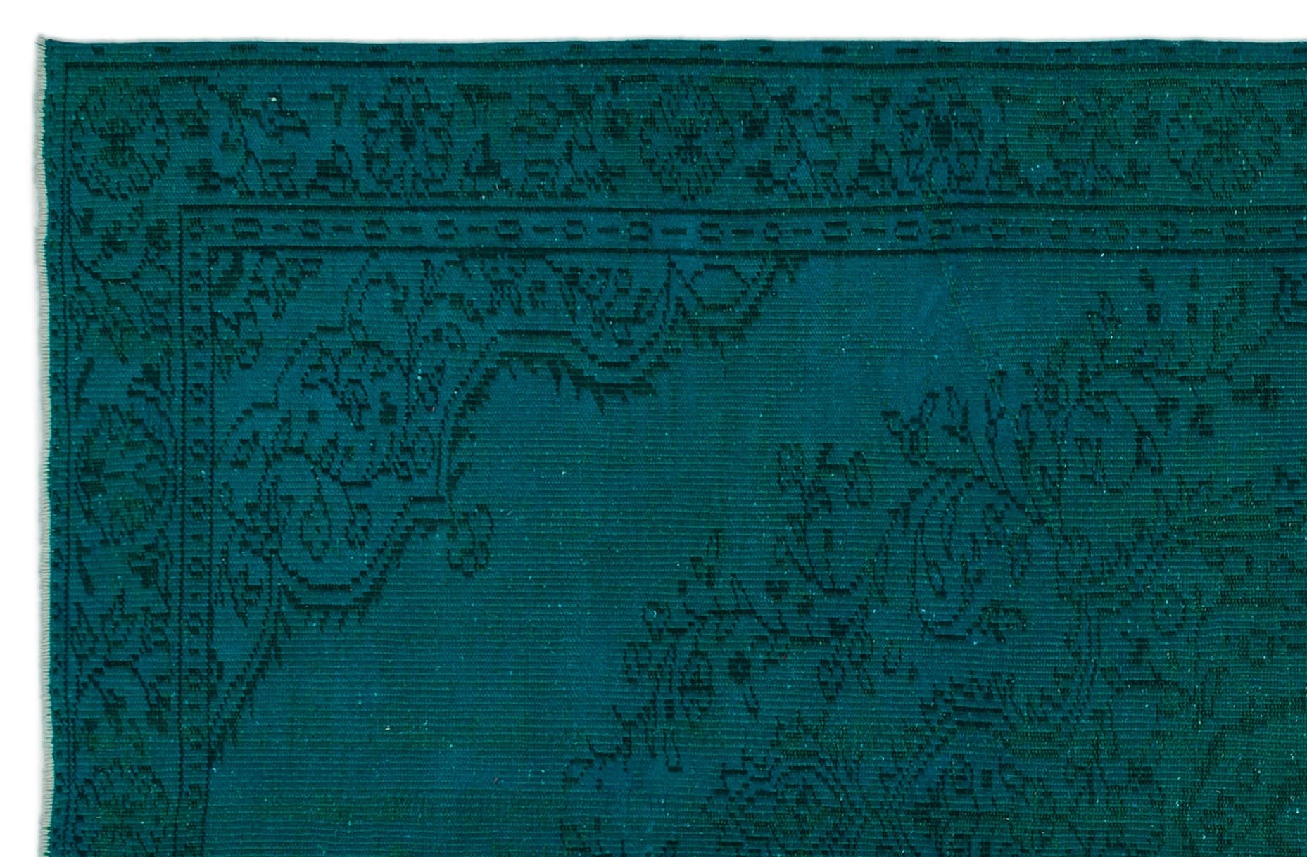 Atina Turquoise Vintage Wool Handmade Area Rug 4'6" x 10'2"