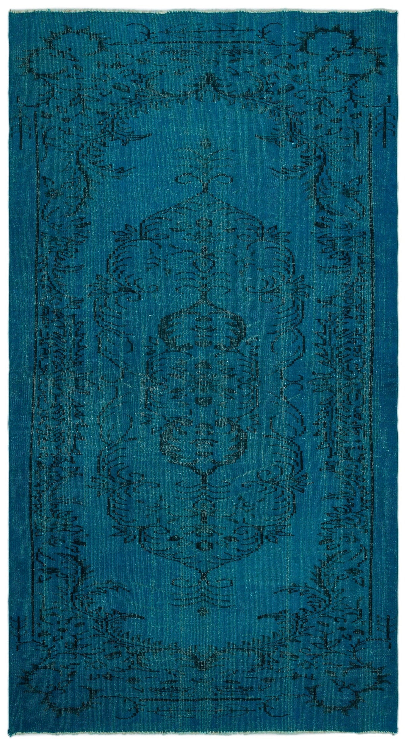 Atina Turquoise Vintage Wool Handmade Area Rug 4'9" x 8'9"
