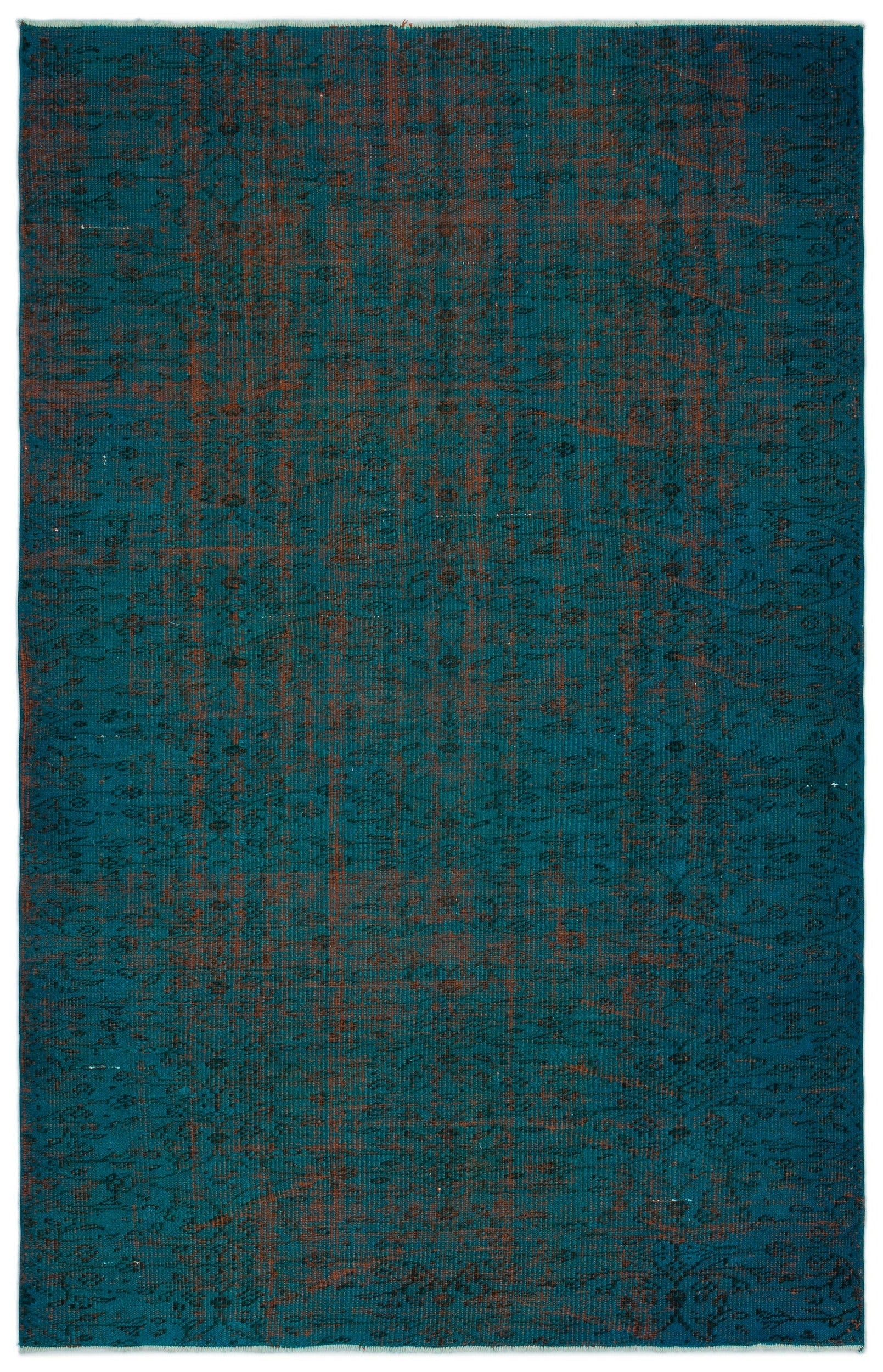 Atina Turquoise Vintage Wool Handmade Area Rug 5'2" x 7'11"