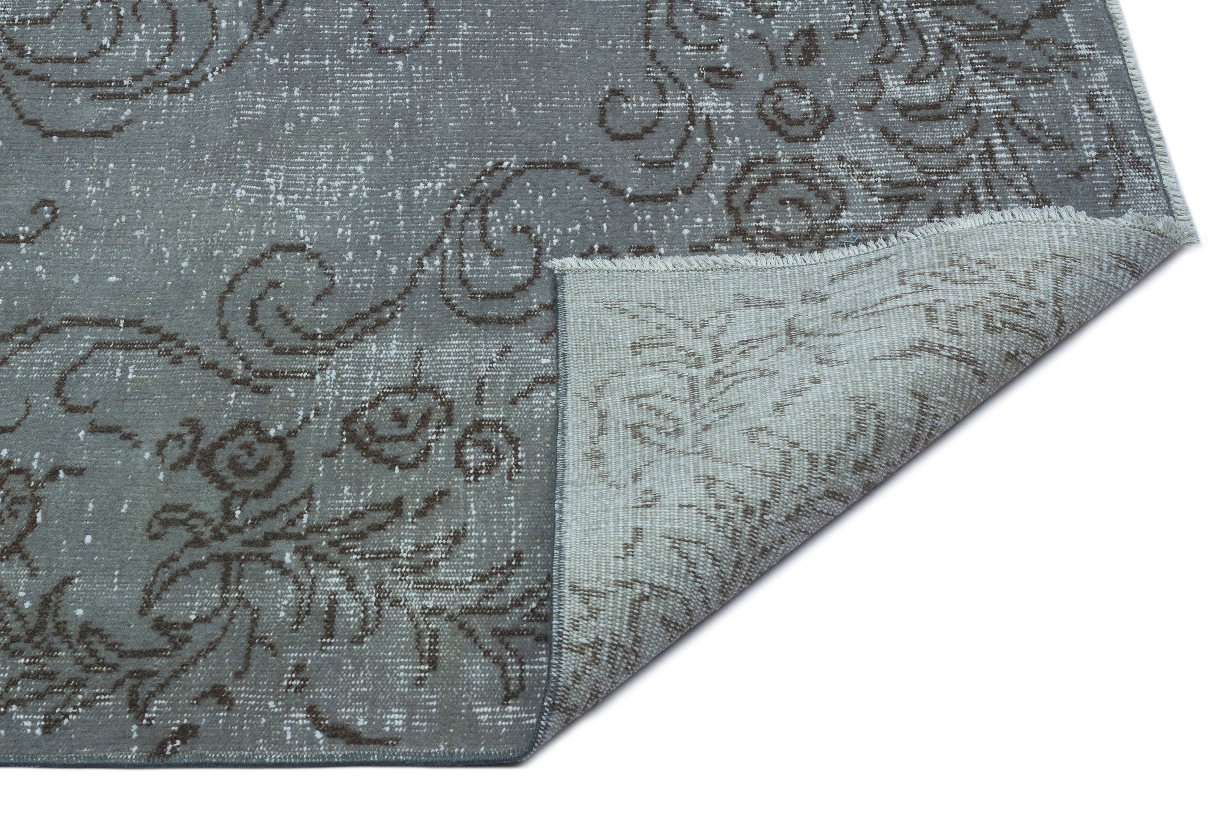 Atina Grey Vintage Wool Handmade Area Rug 5'9" x 9'1"