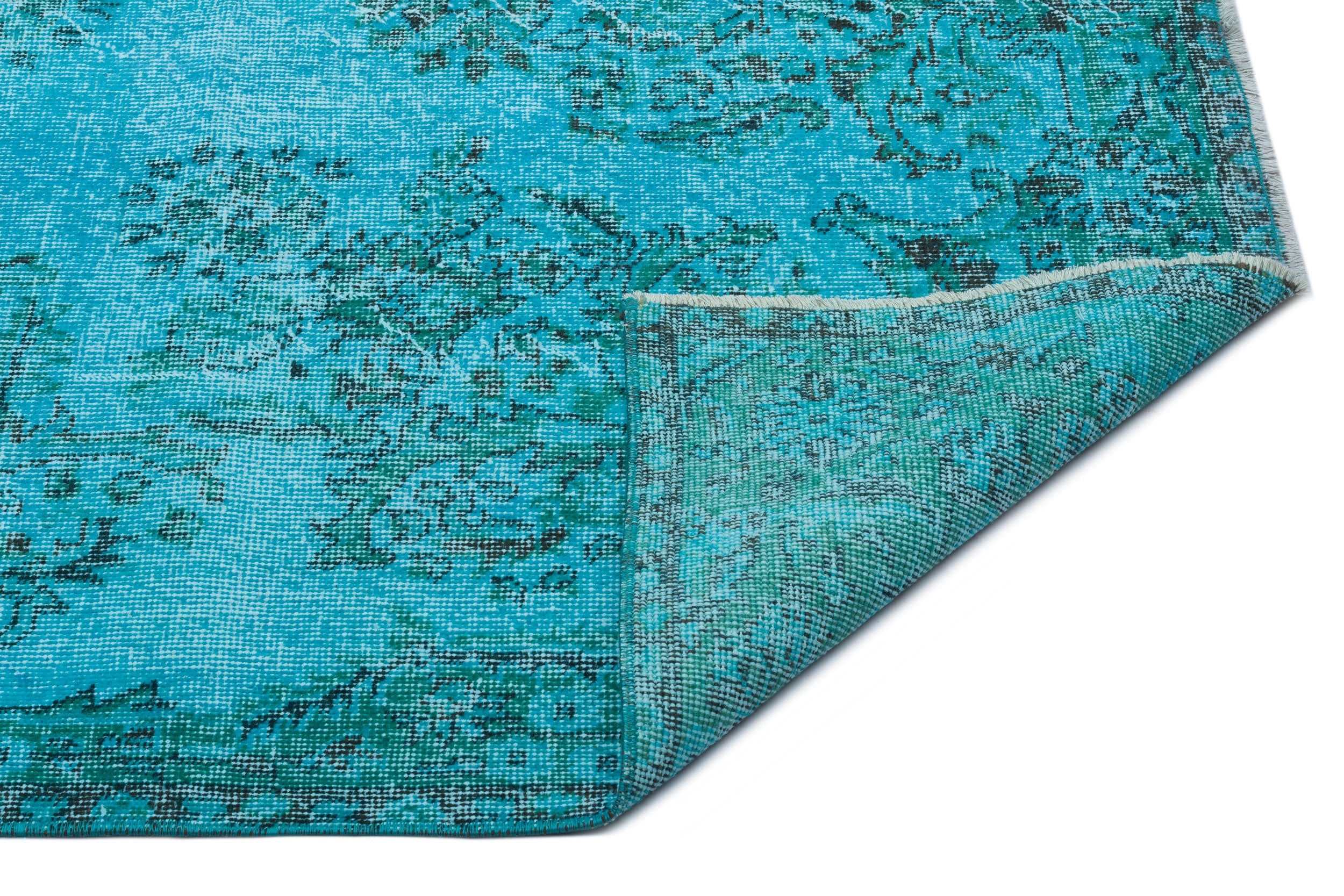 Atina Turquoise Vintage Wool Handmade Area Rug 5'2" x 9'6"