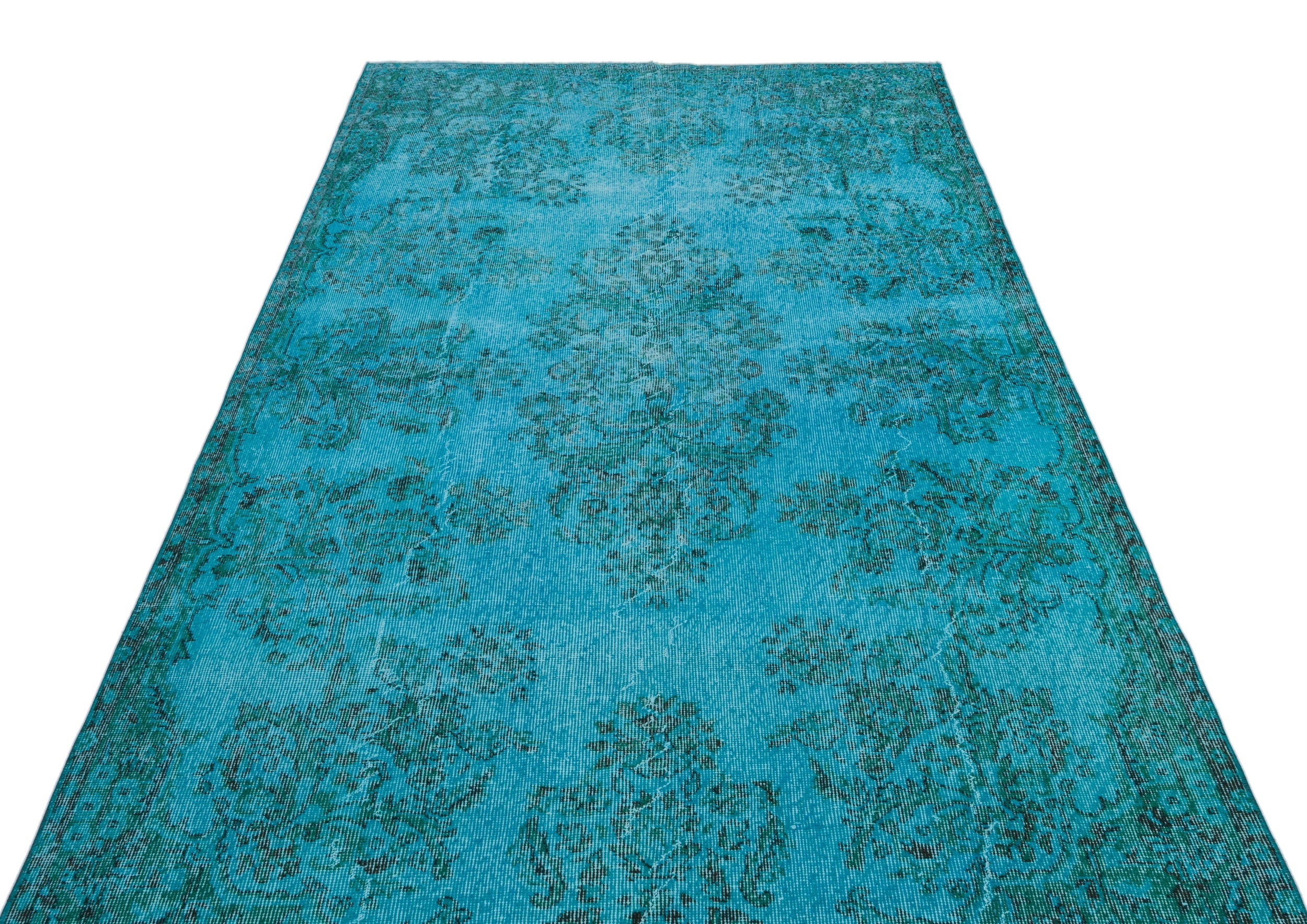 Atina Turquoise Vintage Wool Handmade Area Rug 5'2" x 9'6"