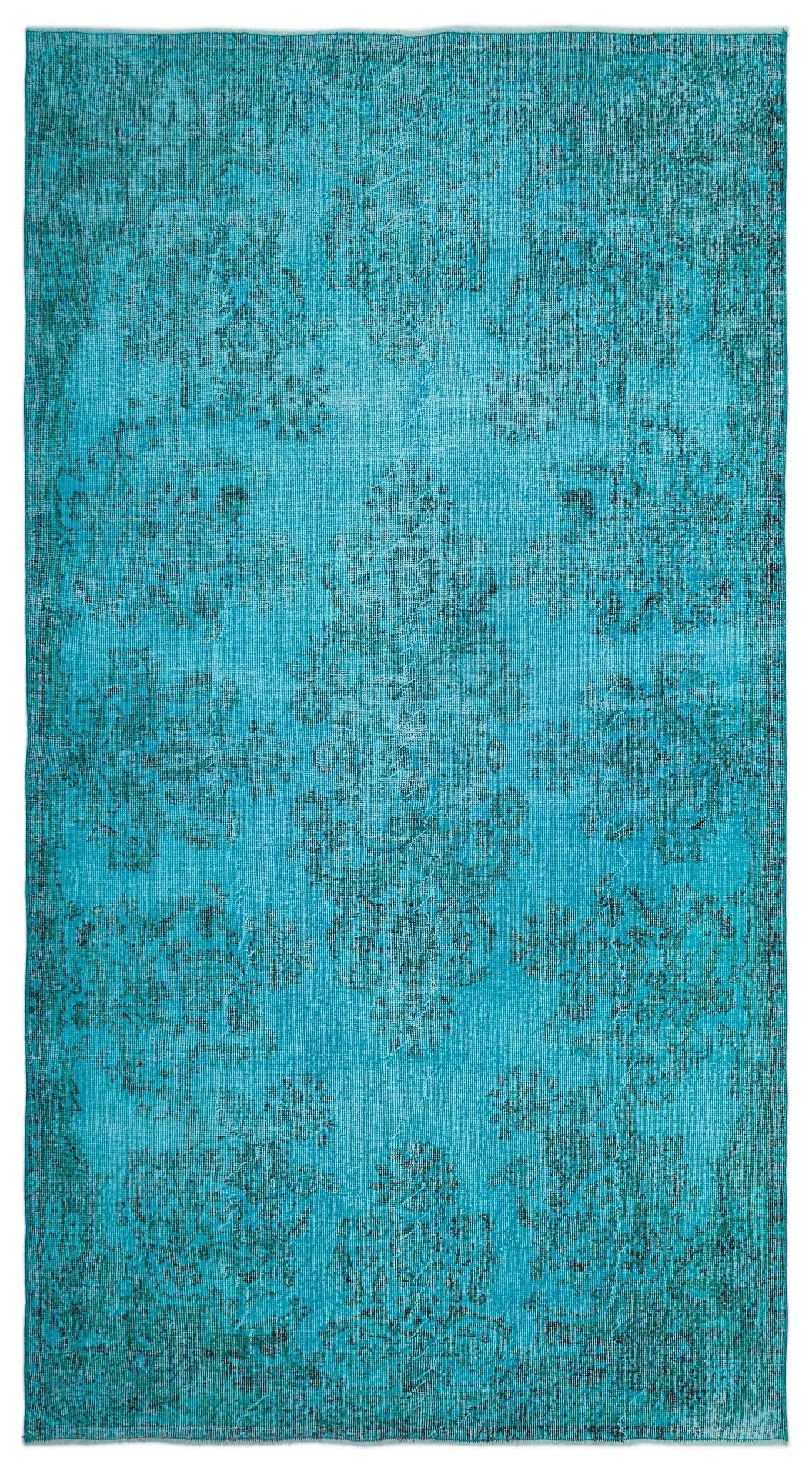 Atina Turquoise Vintage Wool Handmade Area Rug 5'2" x 9'6"