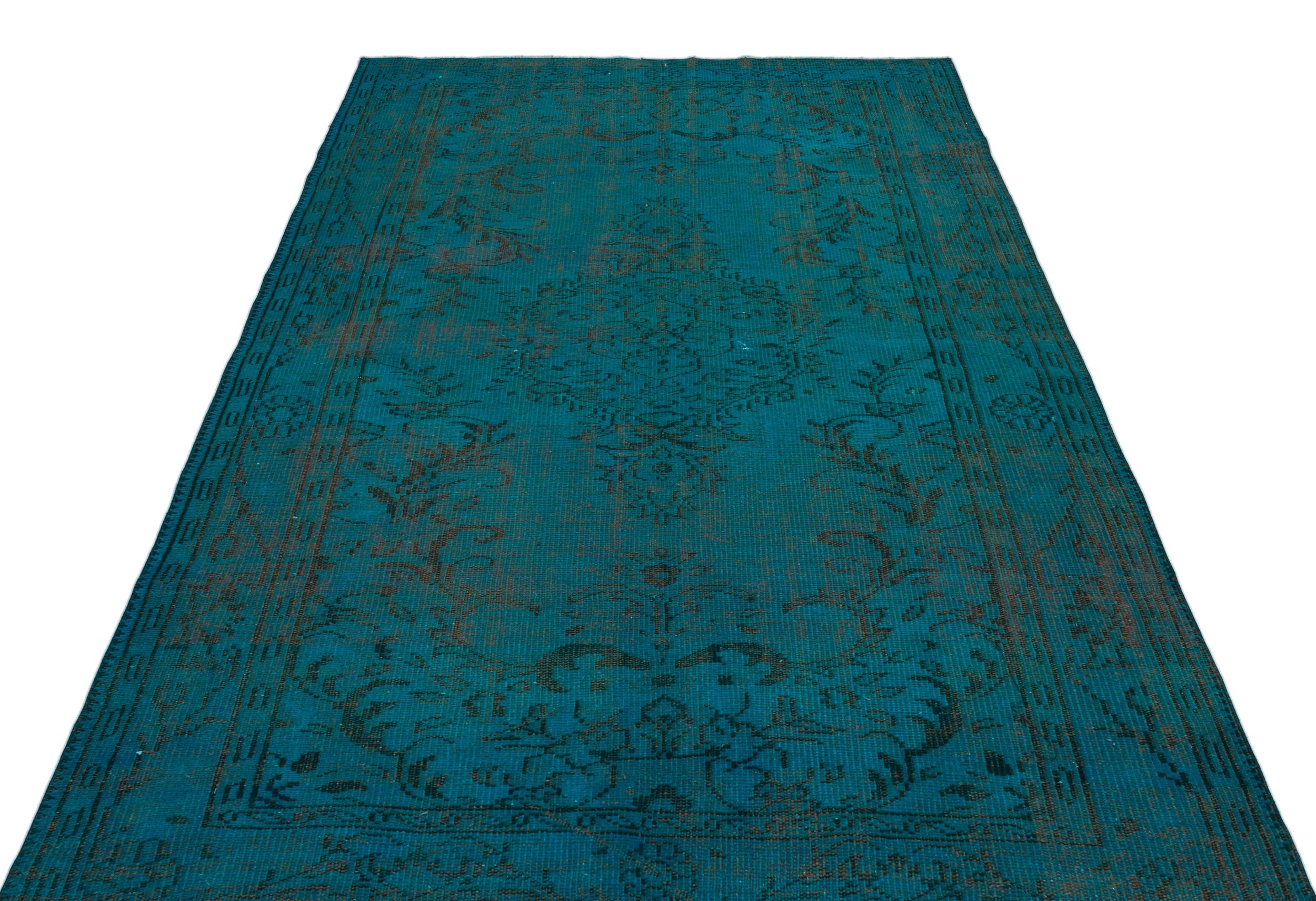 Atina Turquoise Vintage Wool Handmade Area Rug 5'2" x 8'4"