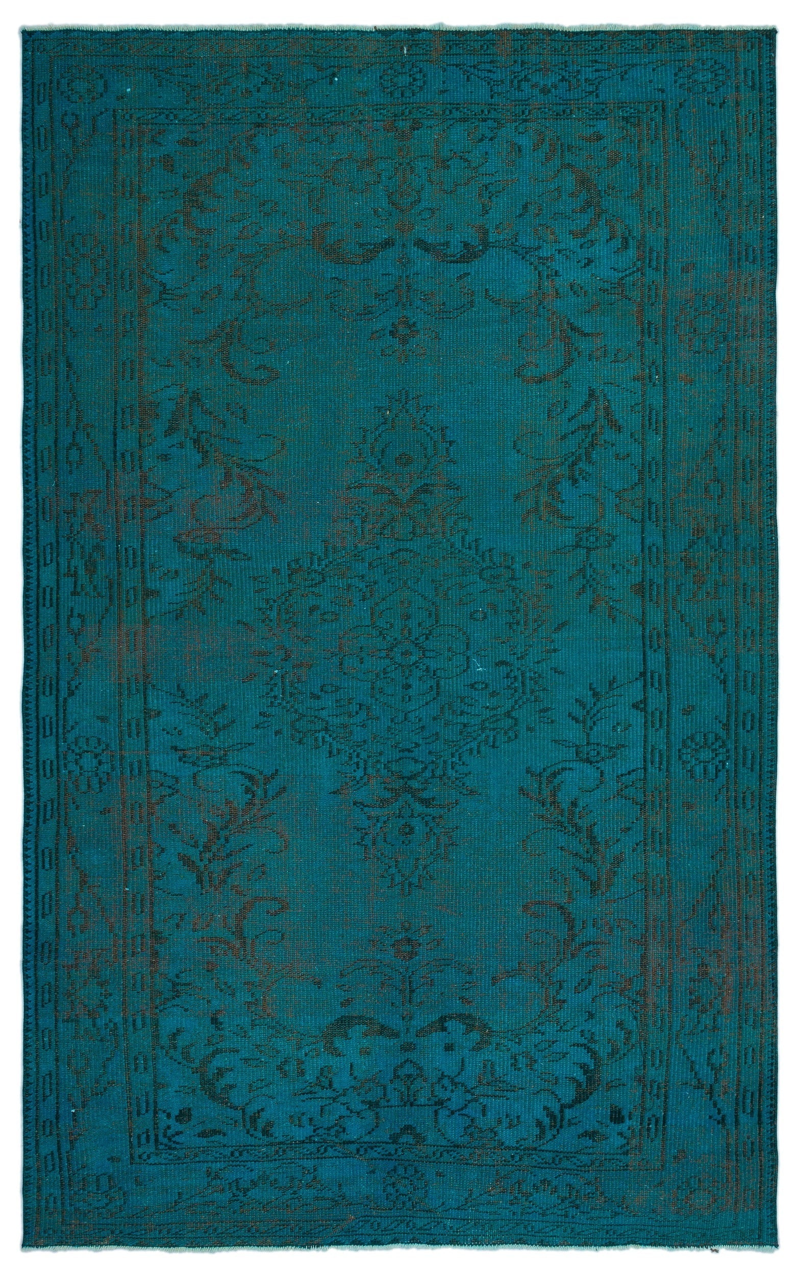 Atina Turquoise Vintage Wool Handmade Area Rug 5'2" x 8'4"