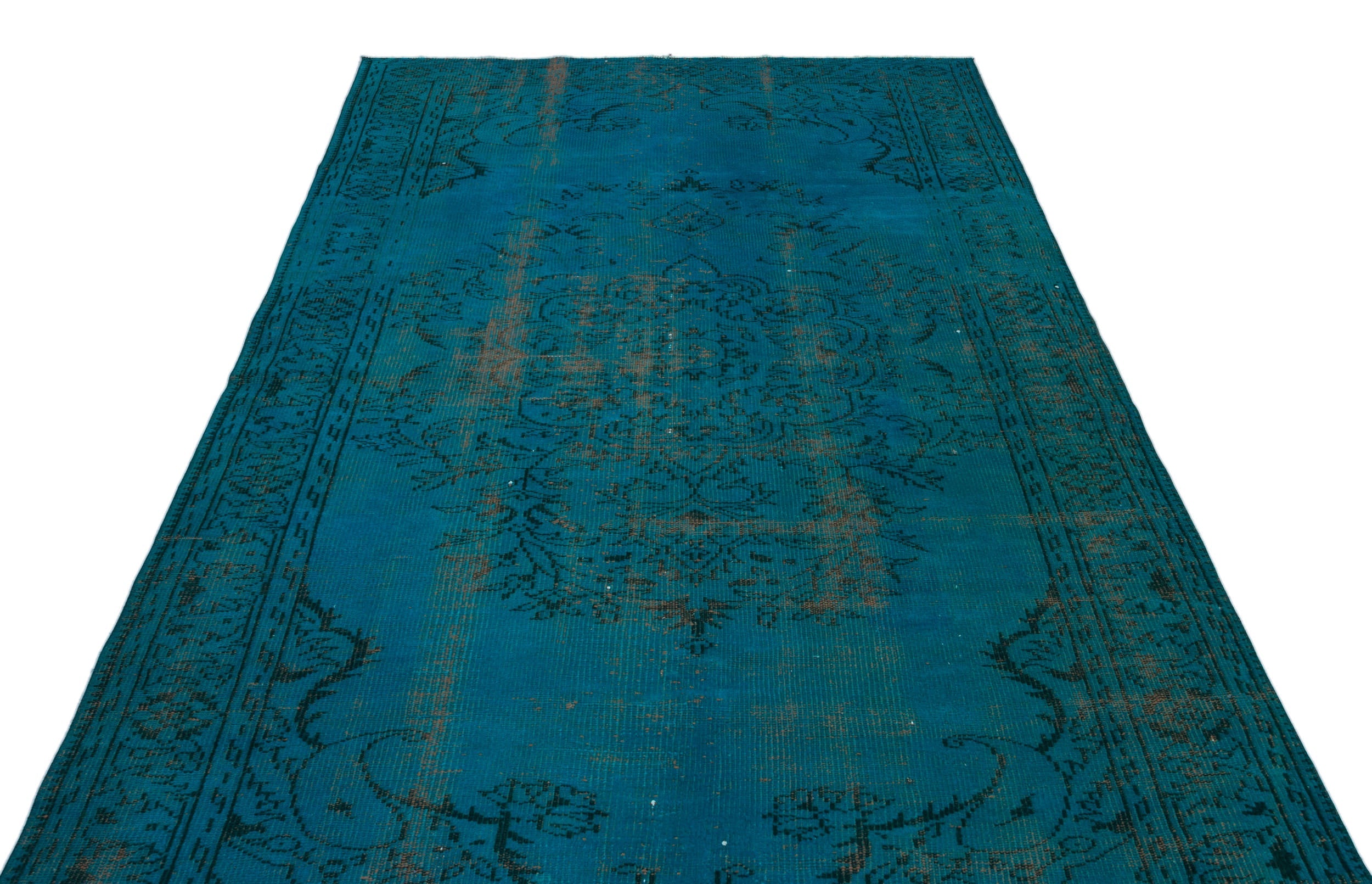 Atina Turquoise Vintage Wool Handmade Area Rug 5'10" x 9'6"